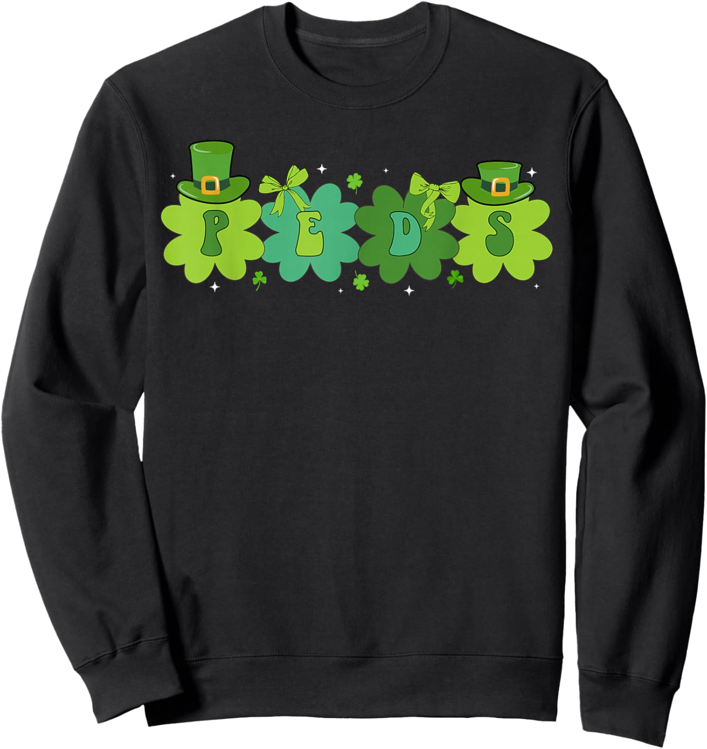 Peds St. Patrick's Day Pediatric Nurse Shamrock Peds Nurse Sweatshirt - Sweatshirt | Black