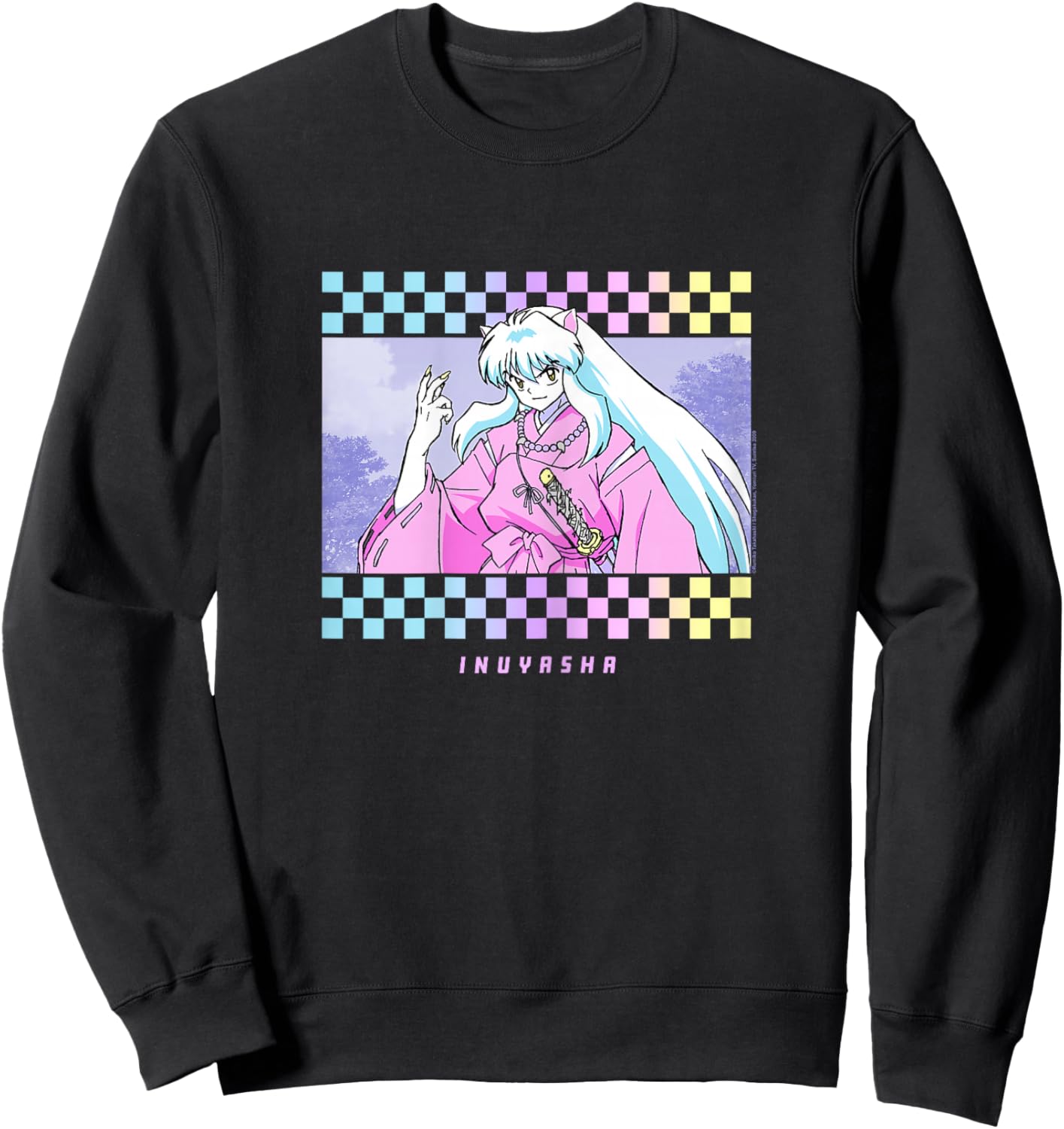 Half-Demon Checkered Artwork Sweatshirt - Sweatshirt | Black