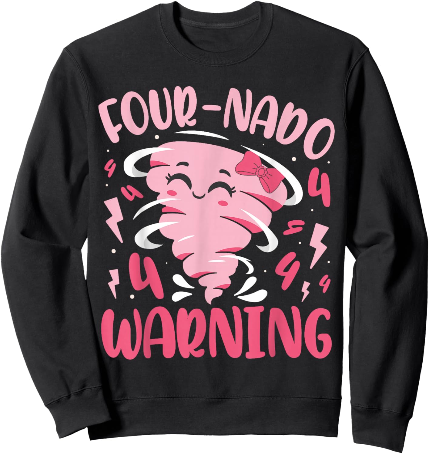Kids Four Nado Warning 4th Birthday Tornado Birthday Sweatshirt - Sweatshirt | Black
