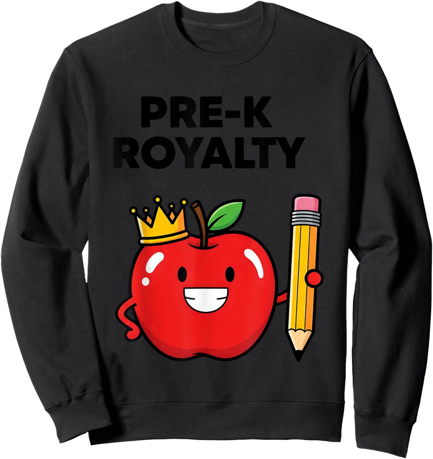 Pre K Royalty Cute Apple Preschool Teacher Sweatshirt - Sweatshirt | Black