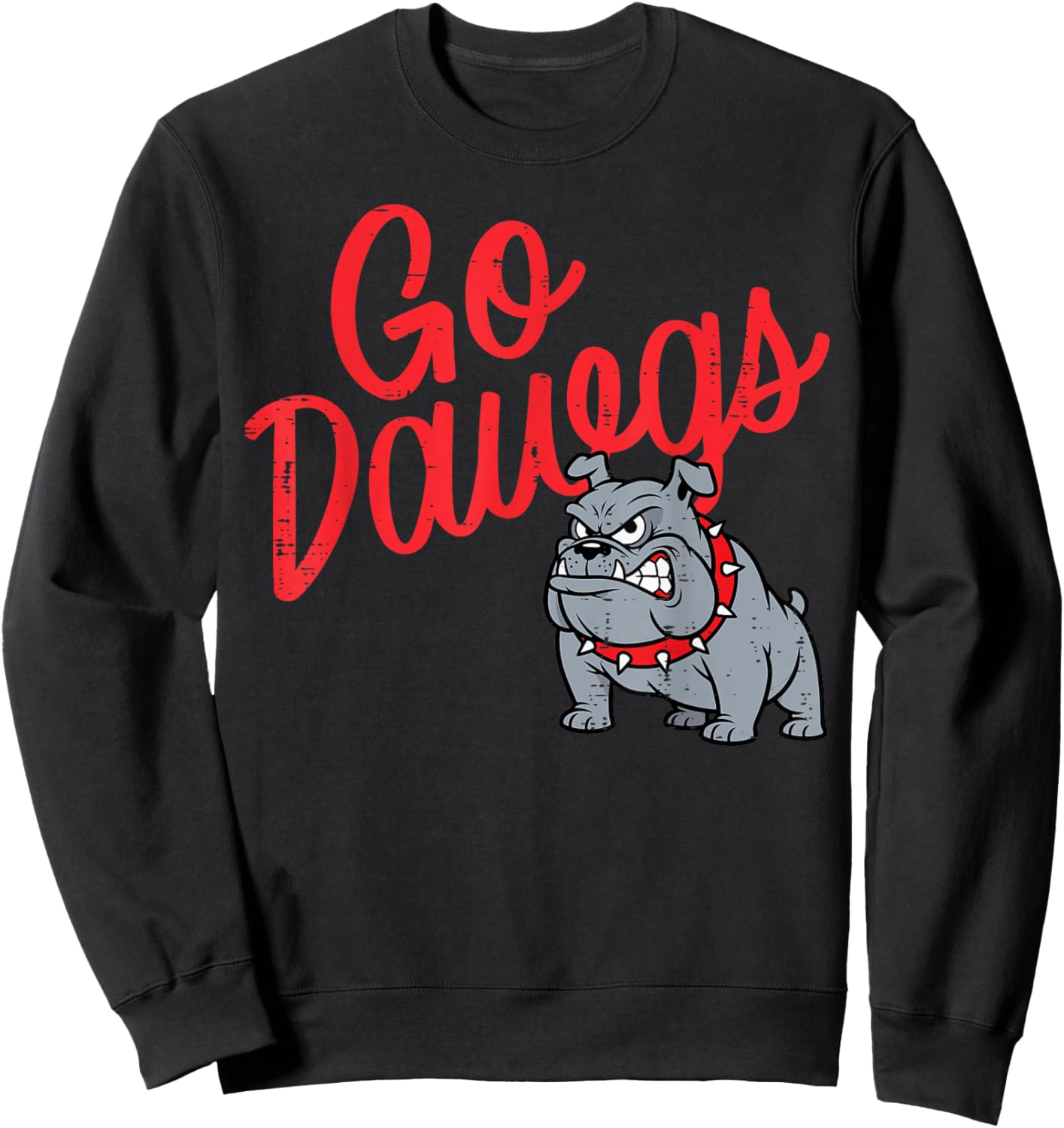 Bulldog Go Dawgs Girls Youth Teen Boys Kids Men Women Sweatshirt - Sweatshirt | Black