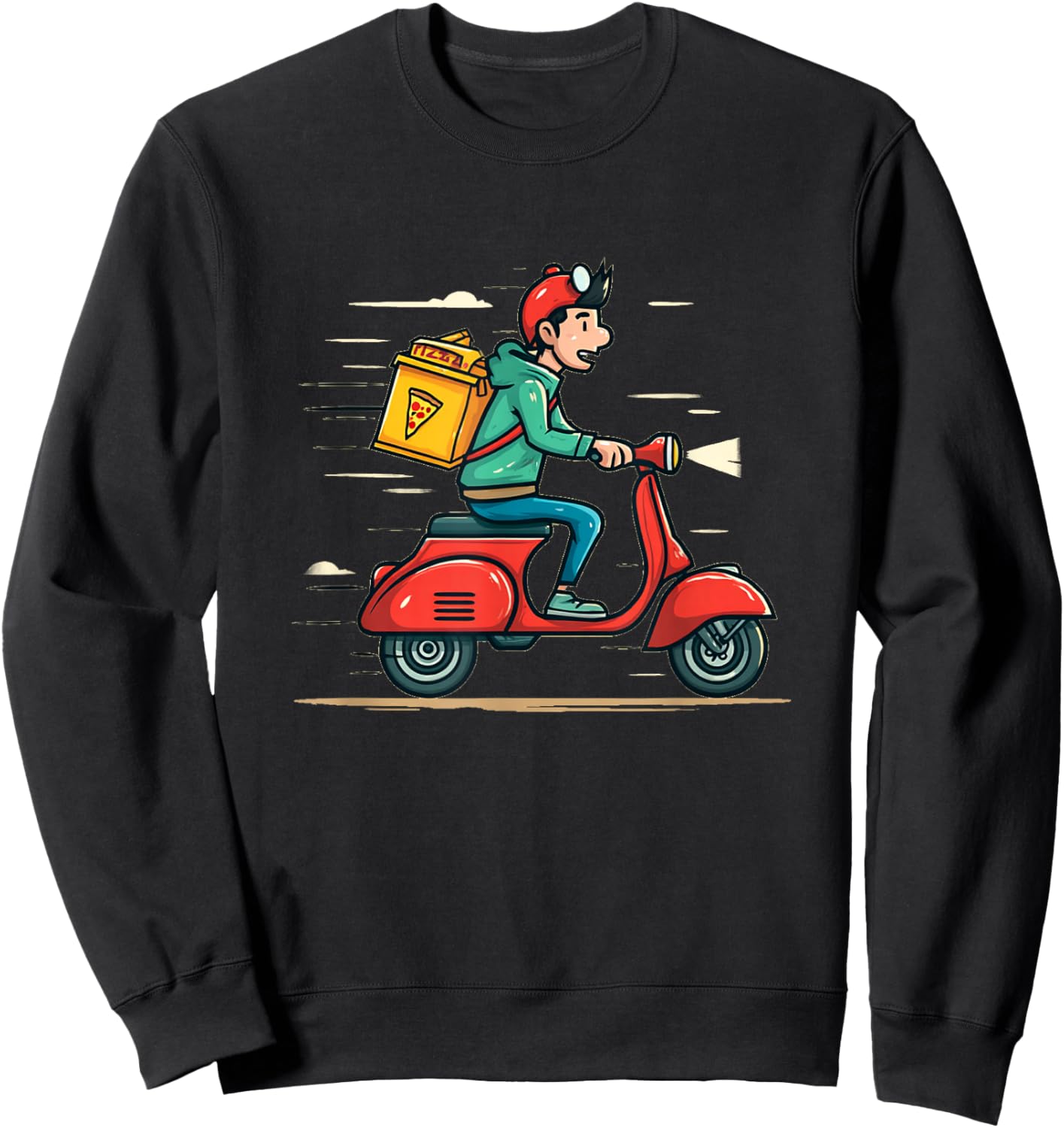 Funny Delivery Boy Costume for Pizza Lovers Sweatshirt - Sweatshirt | Black