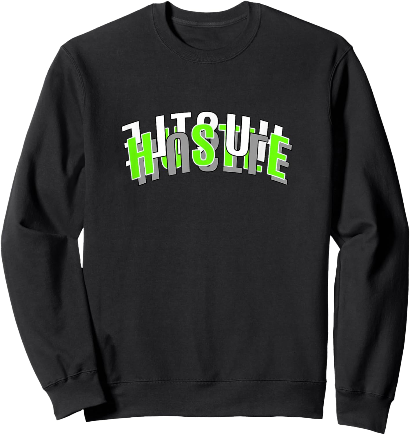 Green Color Hustle Every Which Way Green Graphic Sweatshirt - Sweatshirt | Black