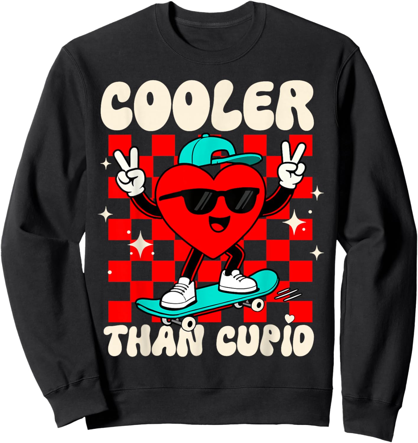 Cooler Than Cupid Valentines Day for Teens Kids Boys Girls Sweatshirt - Sweatshirt | Black
