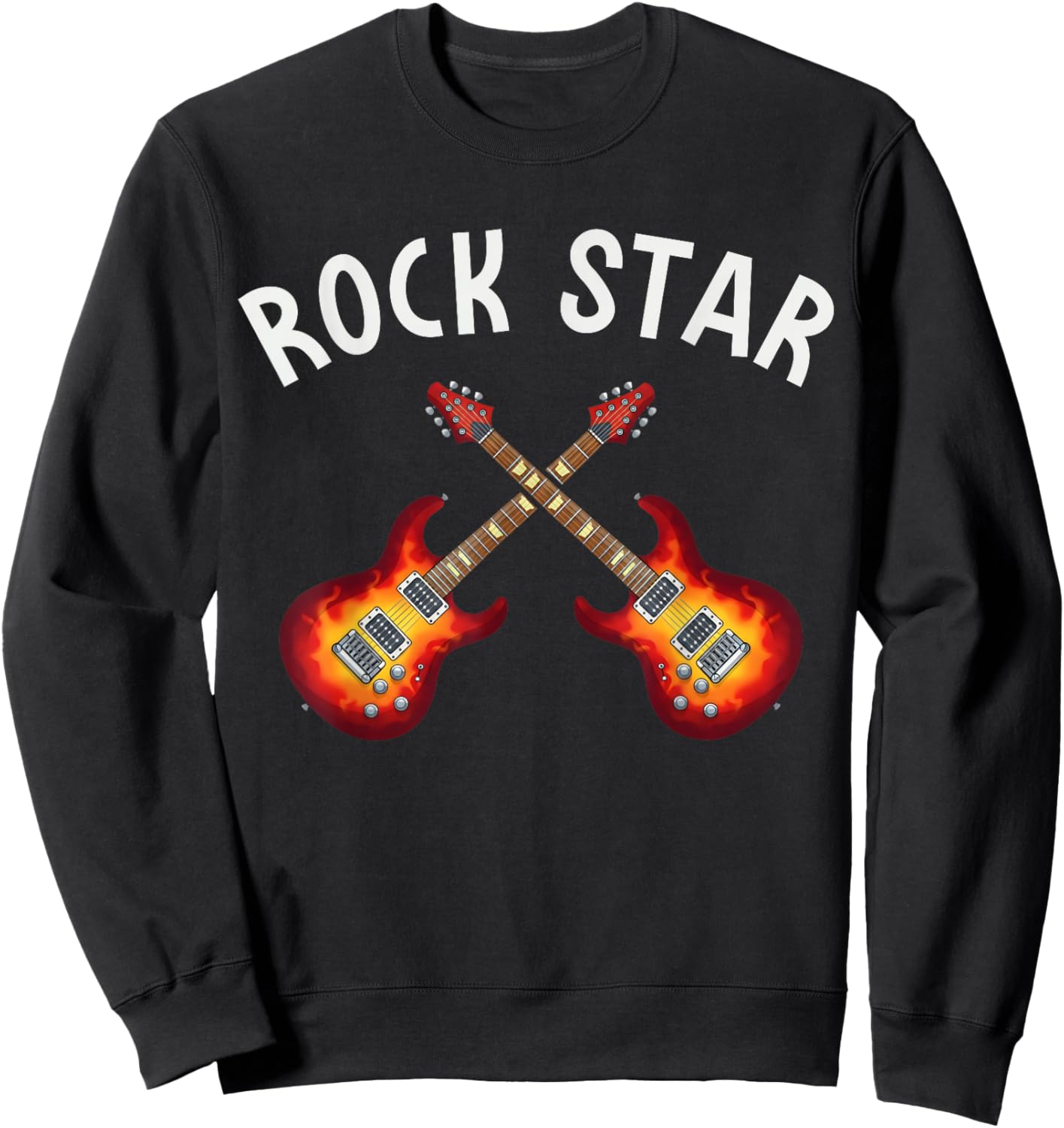 Cool Rock Star Guitar Band Funny Rock Girls Boys Novelty Sweatshirt - Sweatshirt | Black