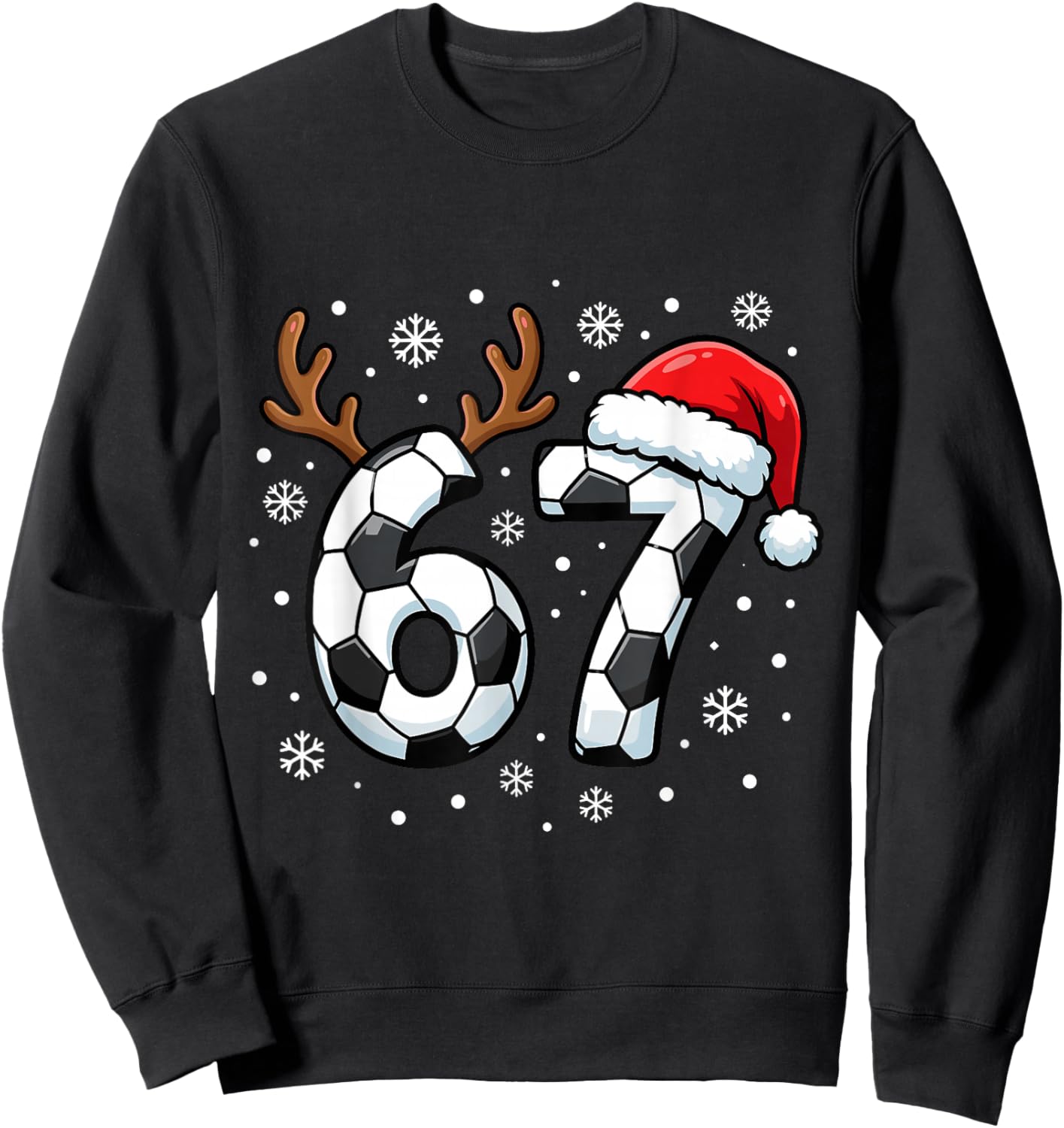 Football Soccer Christmas Six Seven Alpha Generation Meme 67 Sweatshirt - Sweatshirt | Black