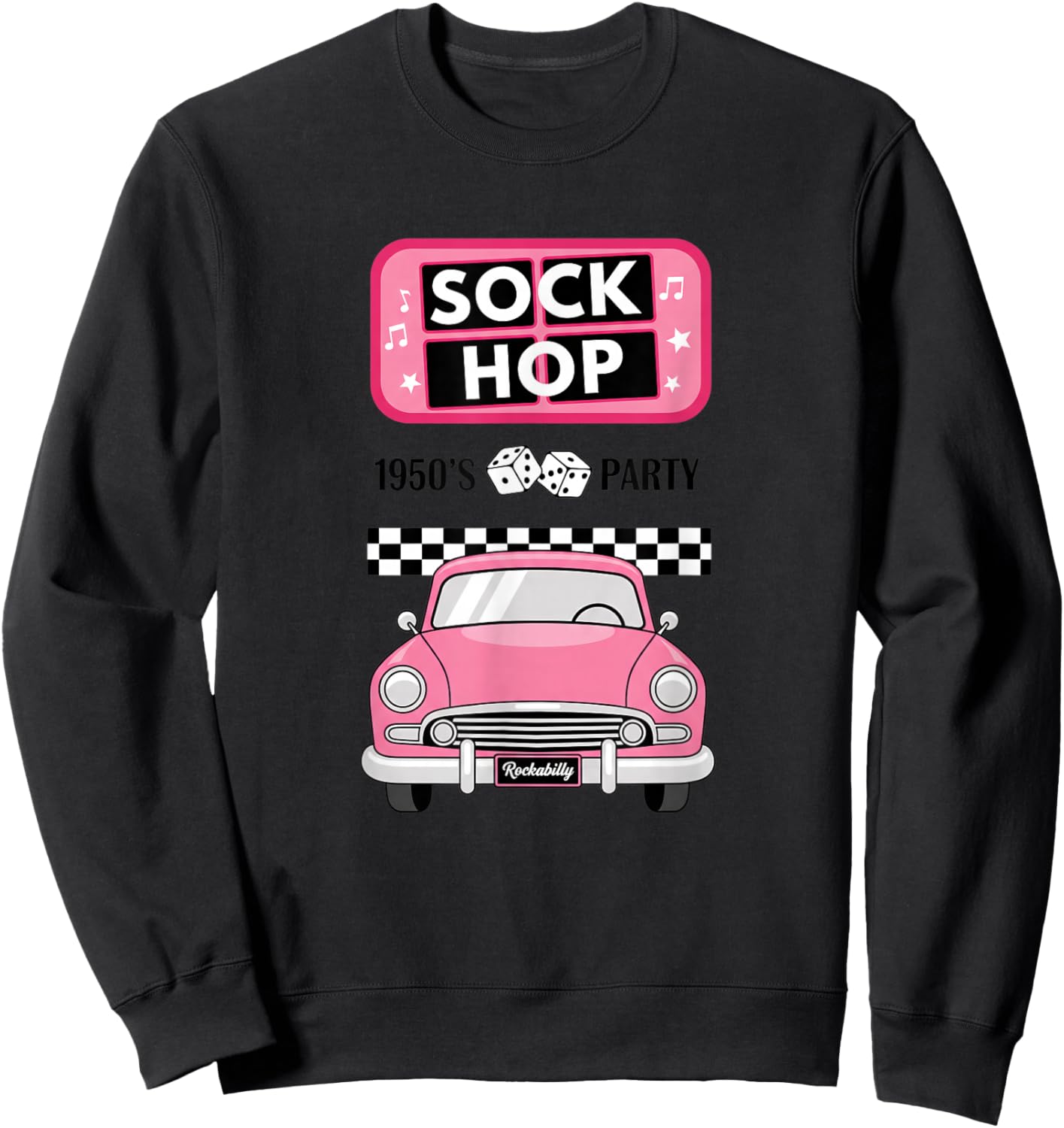 Sock Hop 1950S Party Rockabilly Retro Car for Girls Sweatshirt - Sweatshirt | Black