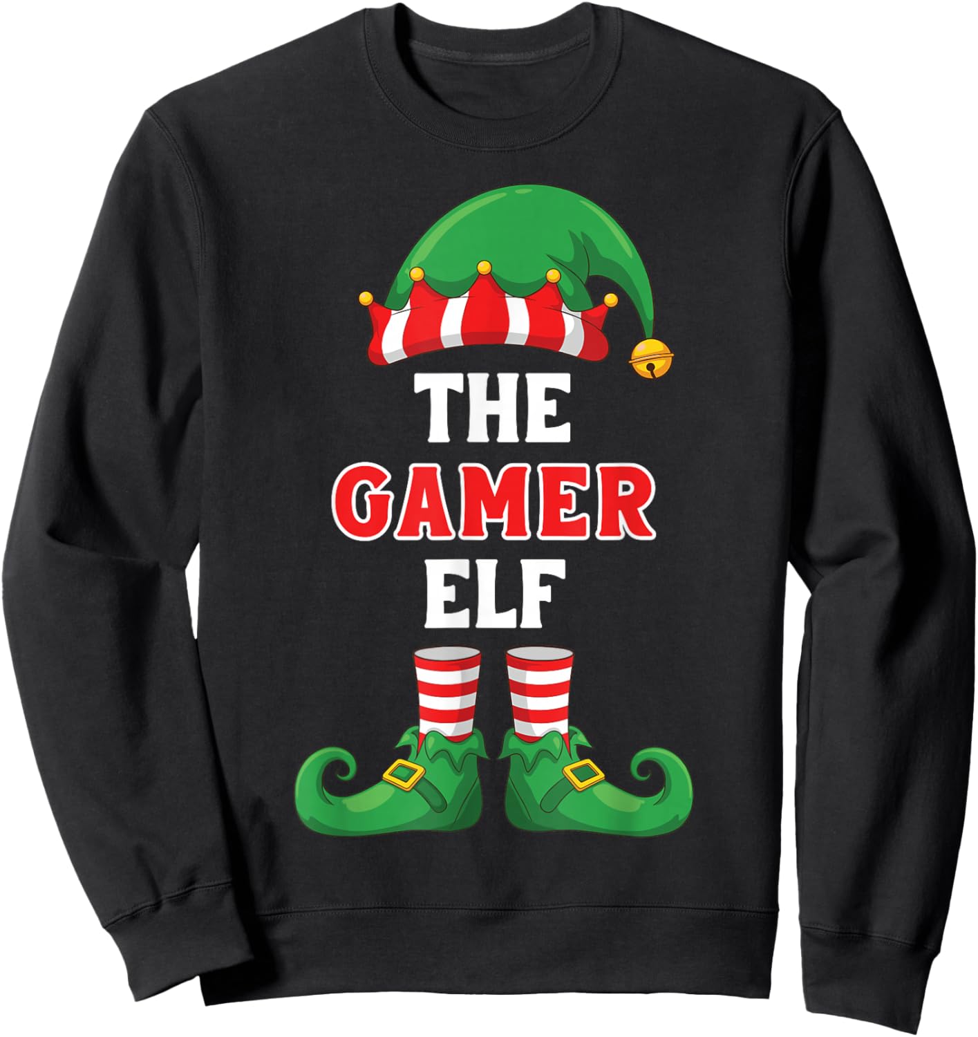 The Gamer Elf Shirt Funny Christmas for Gamer Video Games Sweatshirt - Sweatshirt | Black