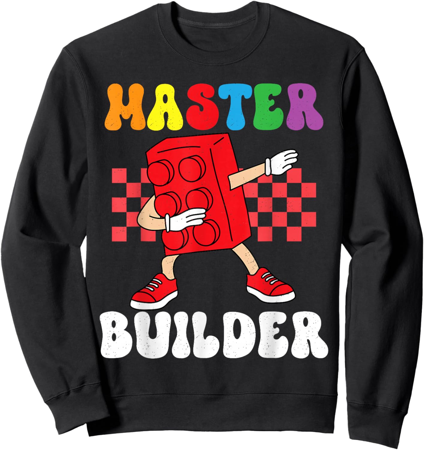 Dabbing Kids Master Builder Funny Building Blocks Brick Boys Sweatshirt - Sweatshirt | Black