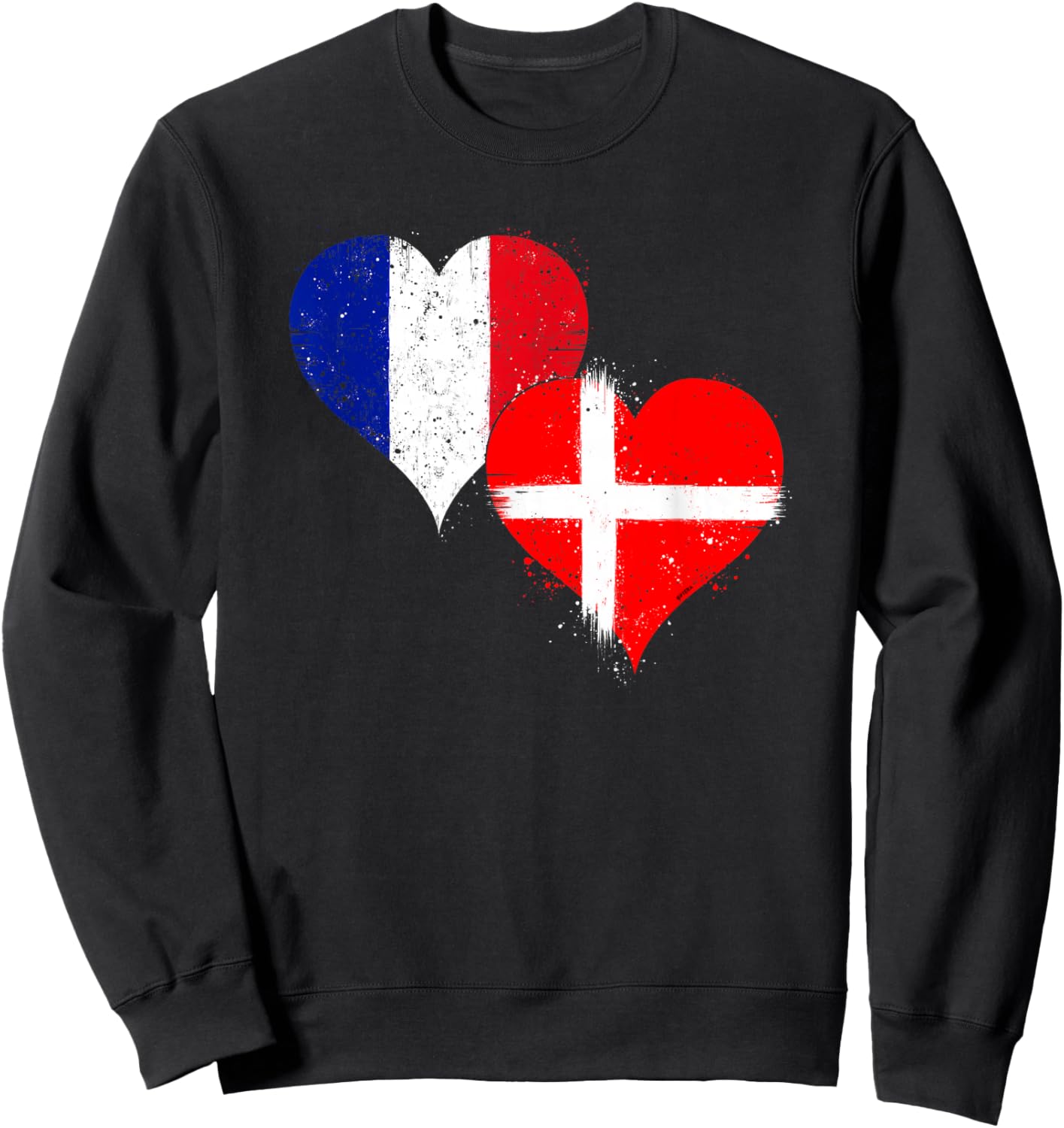 Vintage Denmark France Flag Proud French Danish Fans Pride Sweatshirt - Sweatshirt | Black