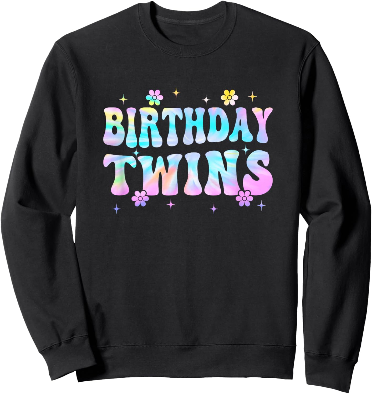 Birthday Twins Retro Matching Twin Birthday Girls Kids Sweatshirt - Sweatshirt | Black