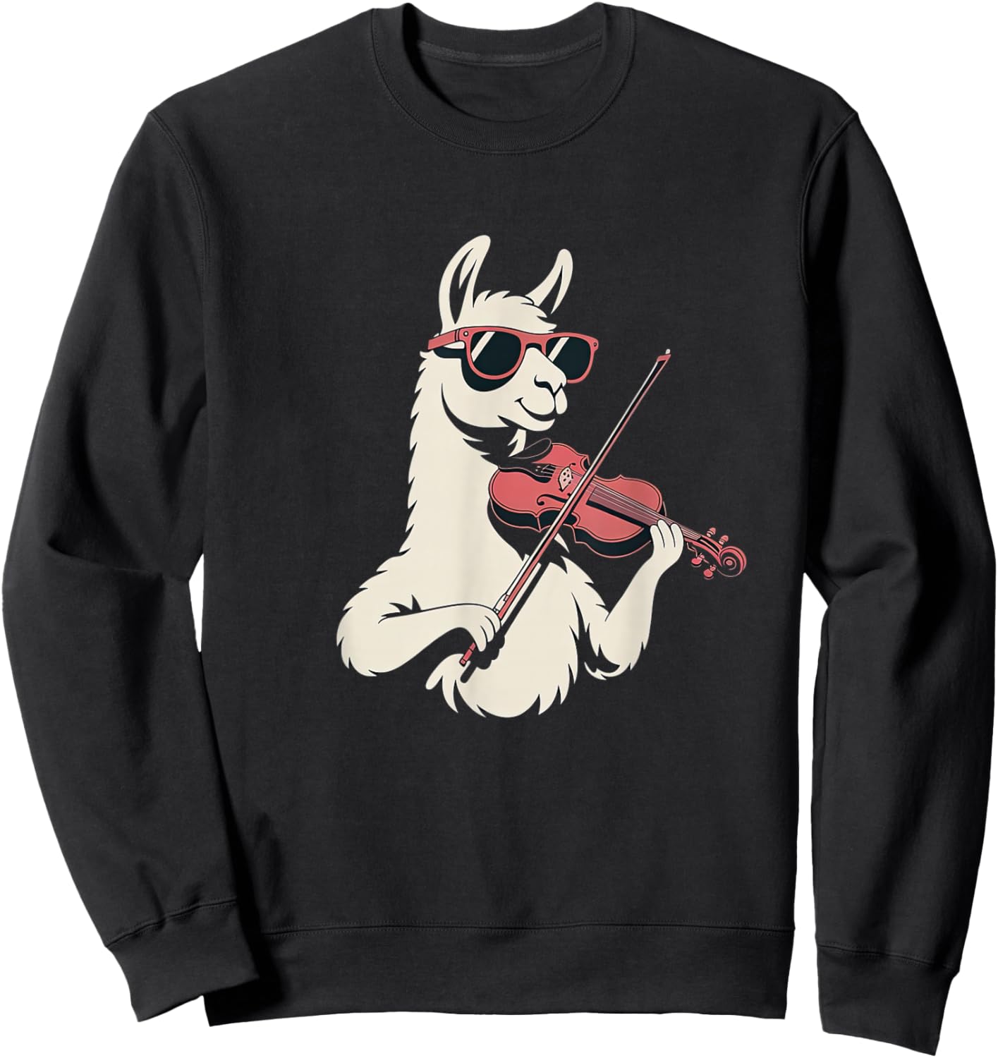 Cool Llama Violin Graphic for Music and Animal Fans Sweatshirt - Sweatshirt | Black