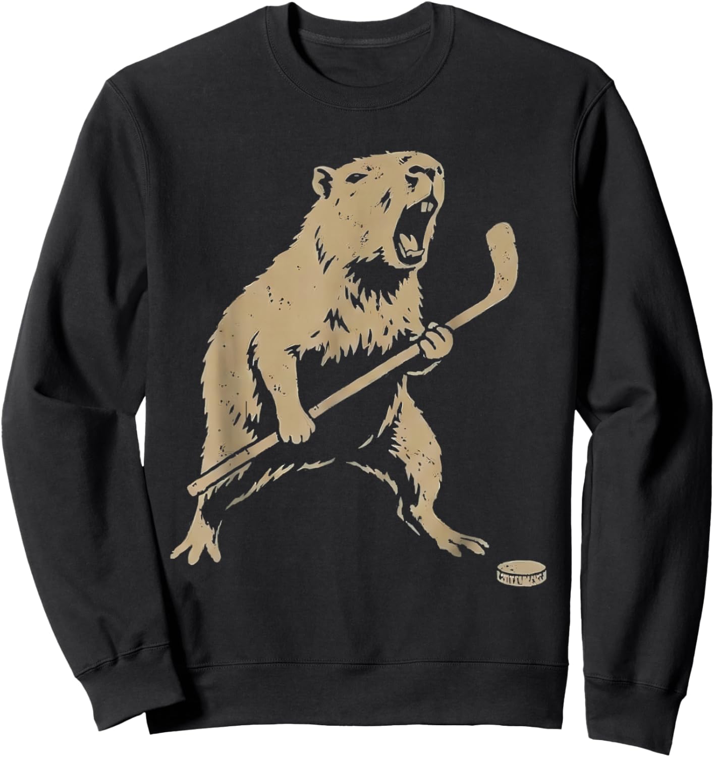 Cute Capybara Ice Hockey Lover Player Funny Sweatshirt - Sweatshirt | Black