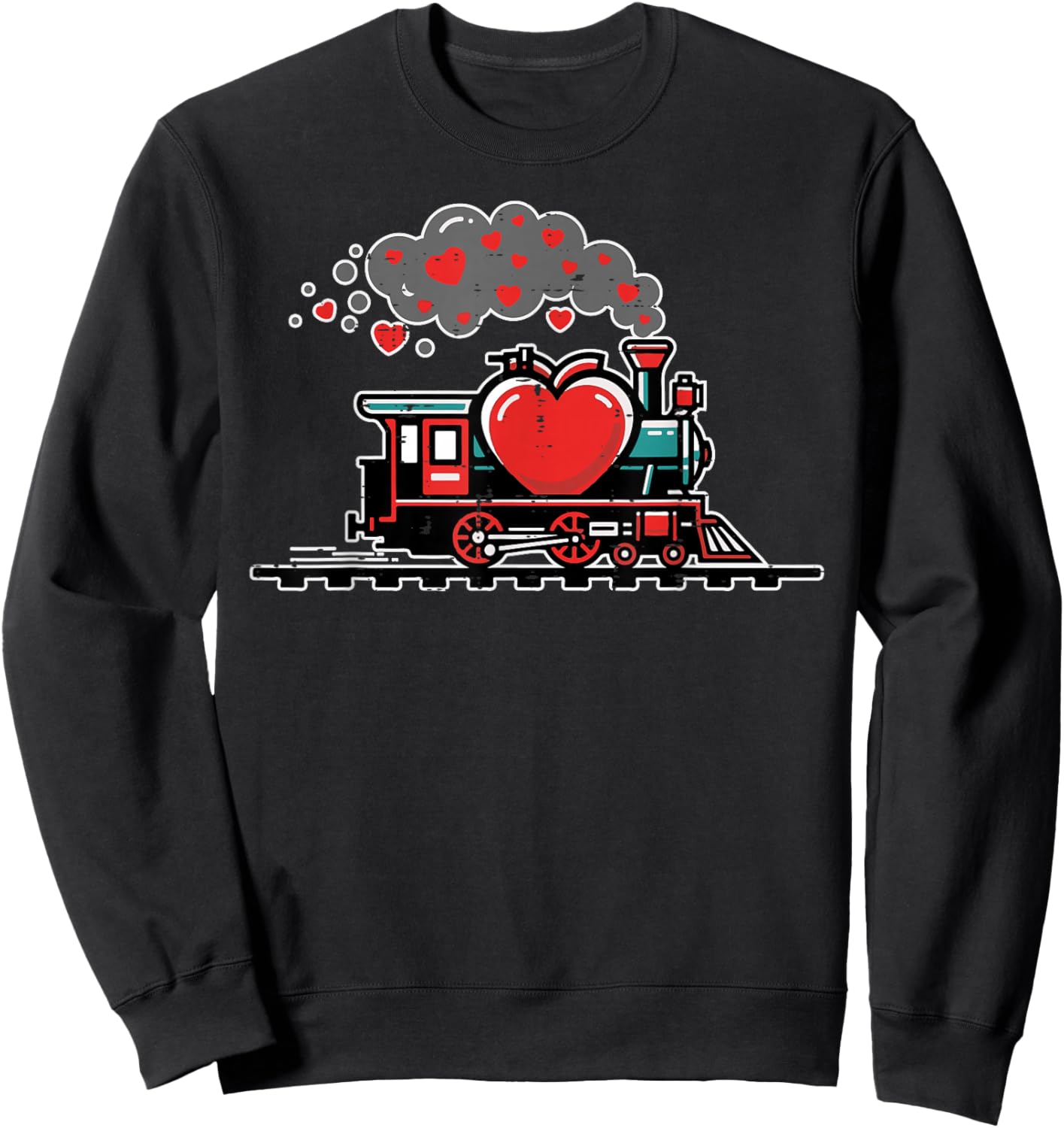 Valentines Day Train Hearts Love Choo Choo Boys Kids Youth Sweatshirt - Sweatshirt | Black