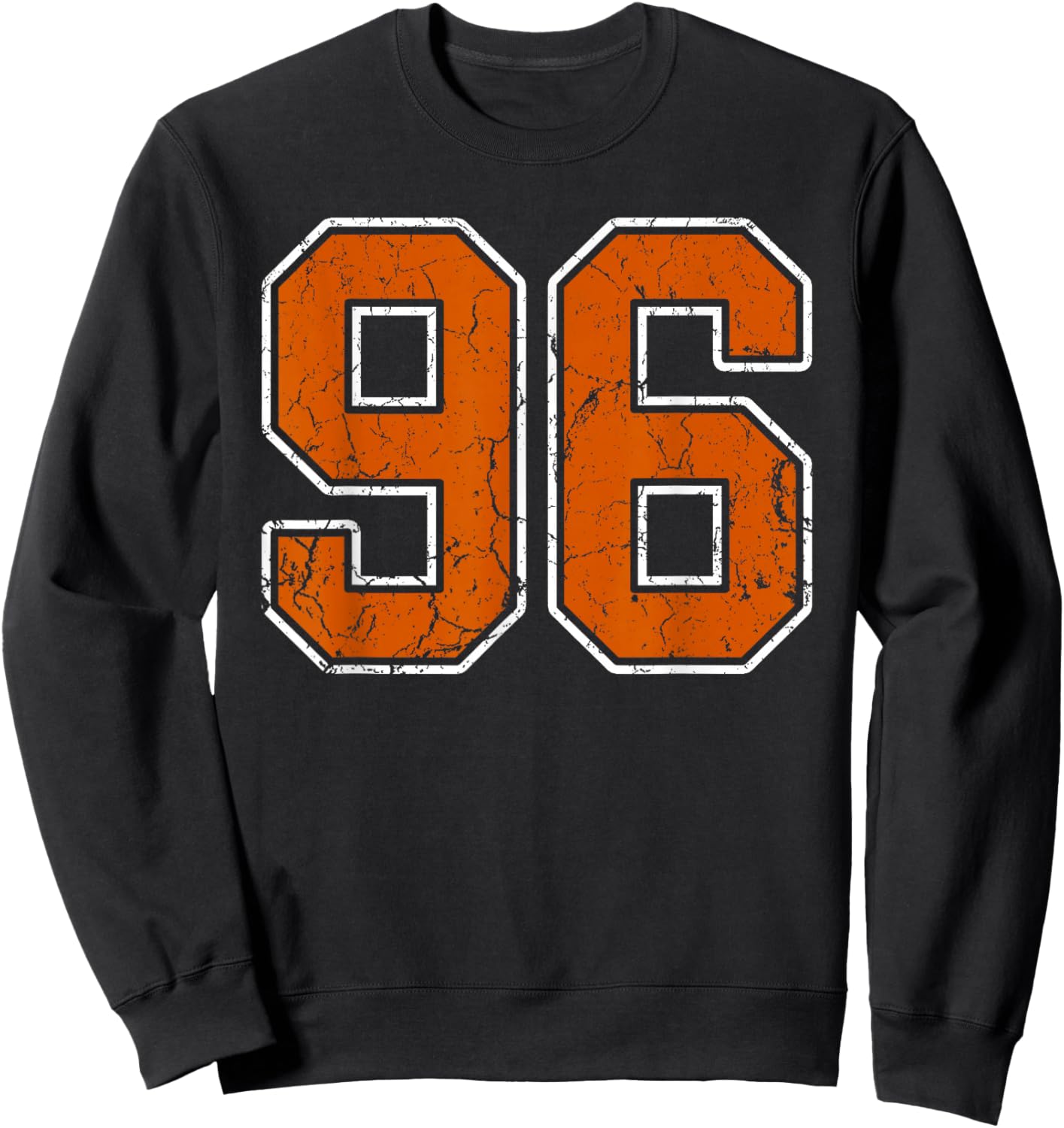Grunge Burnt Orange and White #96 Sports Jersey Number 96 Sweatshirt - Sweatshirt | Black