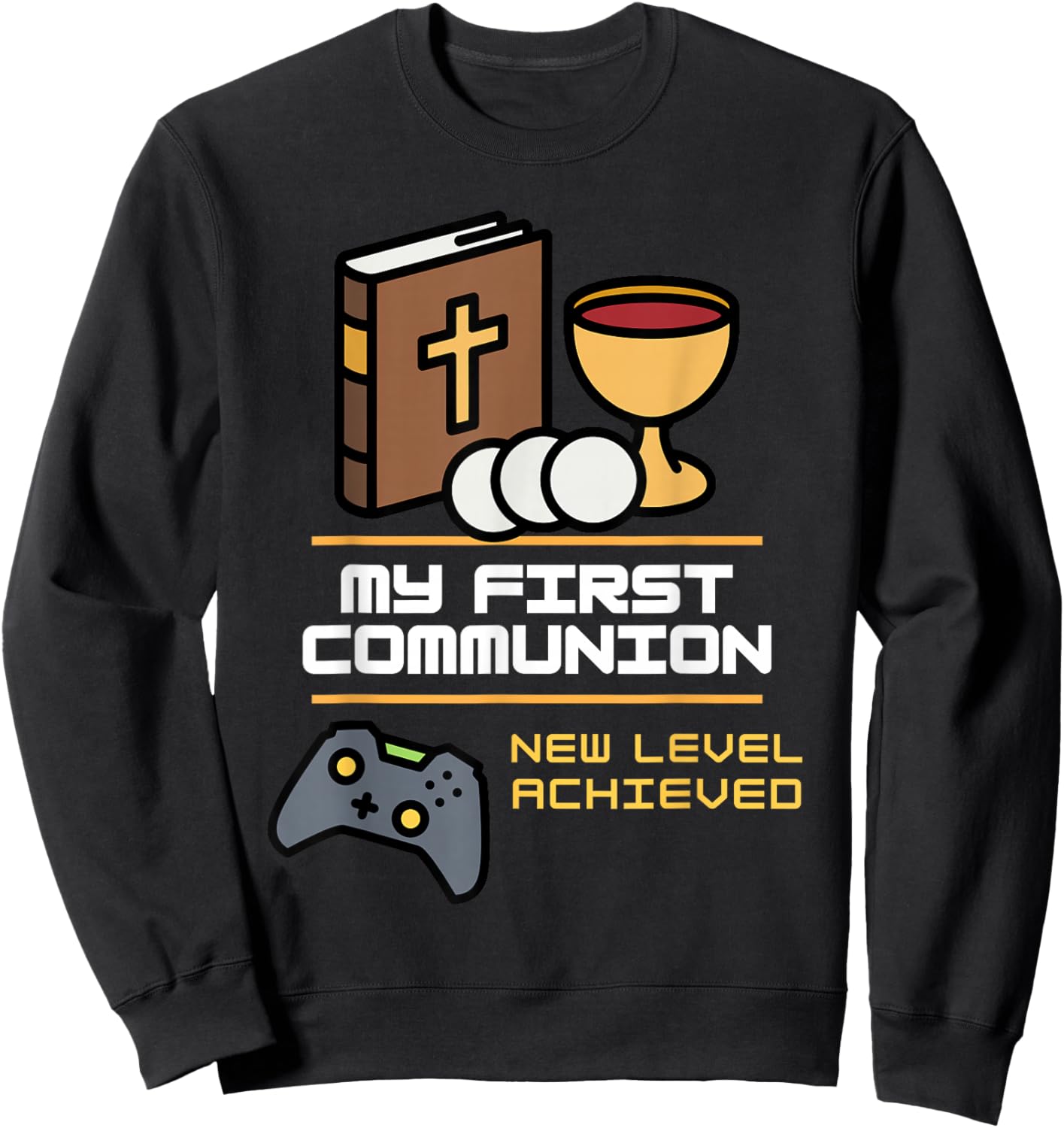 My 1st First Communion 2026 Boys Girls Video Game Controller Sweatshirt - Sweatshirt | Black