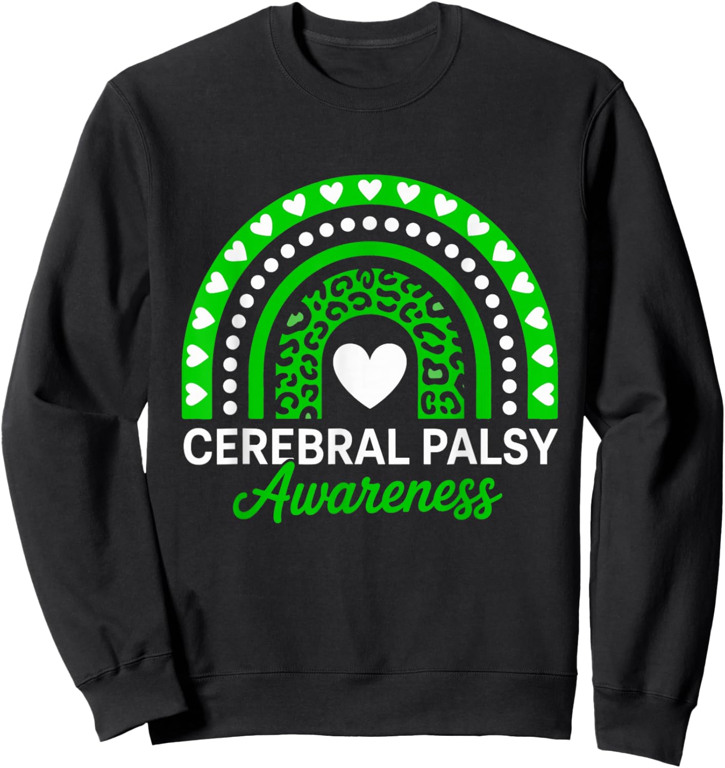 Cerebral Palsy CP Awareness Rainbow Leopard Sweatshirt - Sweatshirt | Black