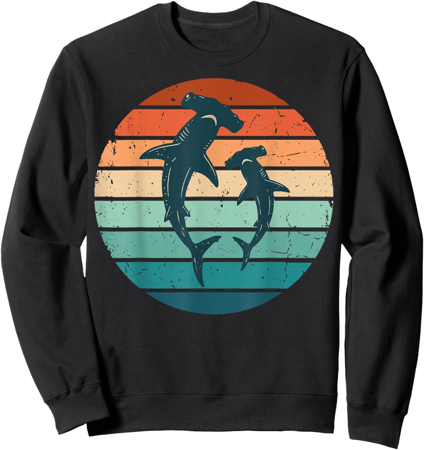 Hammerhead Shark Yin Yang Retro Snorkeler Vintage Sweatshirt - Sweatshirt | Black