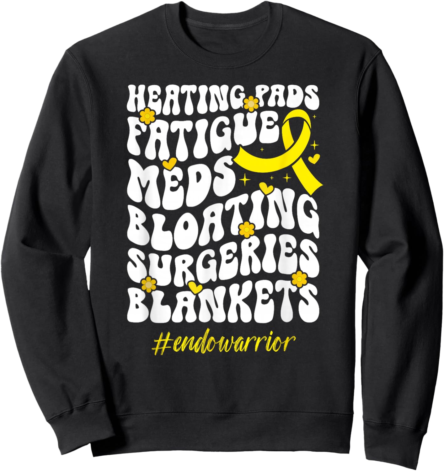 Groovy Endo Warrior Endometriosis Awareness Month Sweatshirt - Sweatshirt | Black