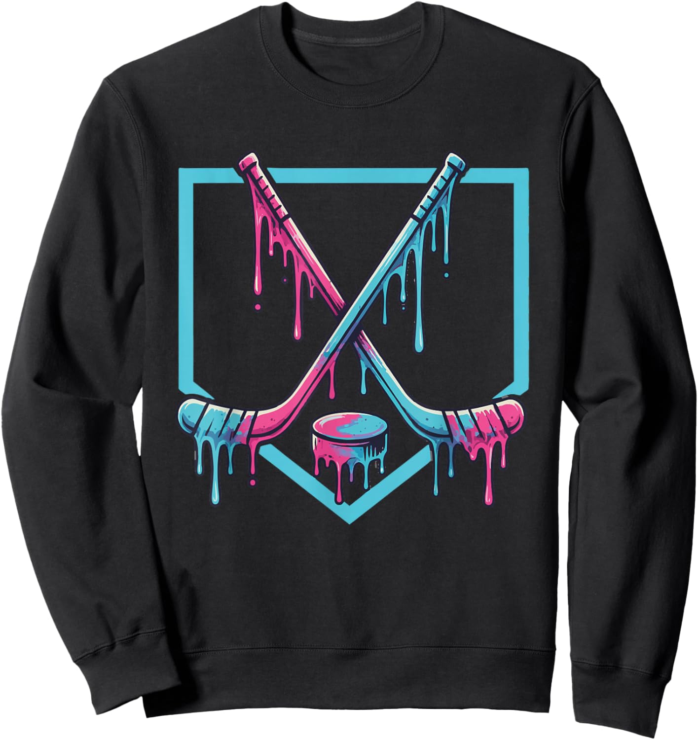 Funny Drip Ice Hockey for Boys Girls Kids Sweatshirt - Sweatshirt | Black