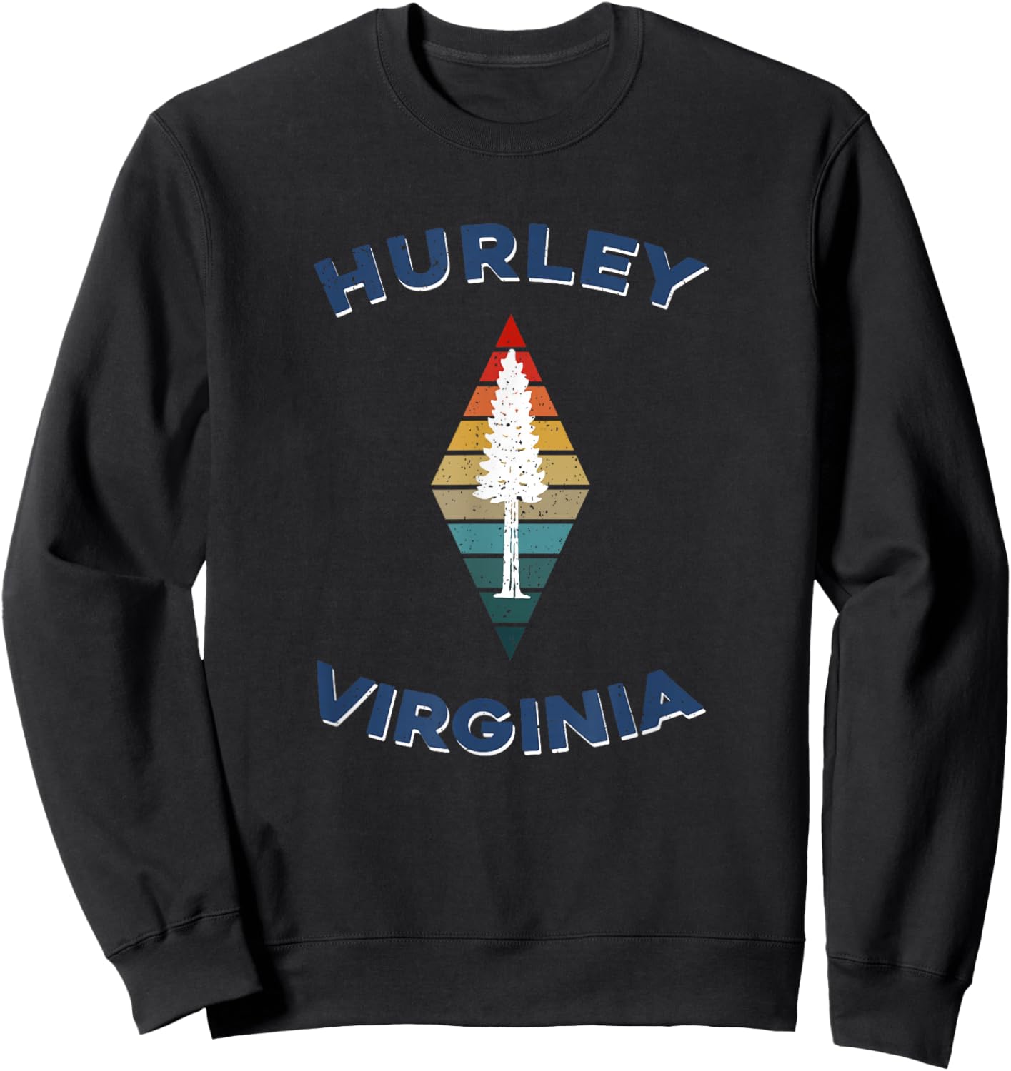Hurley Virginia Vintage Pine Tree Graphic Retro 80s Outdoors Sweatshirt - Sweatshirt | Black