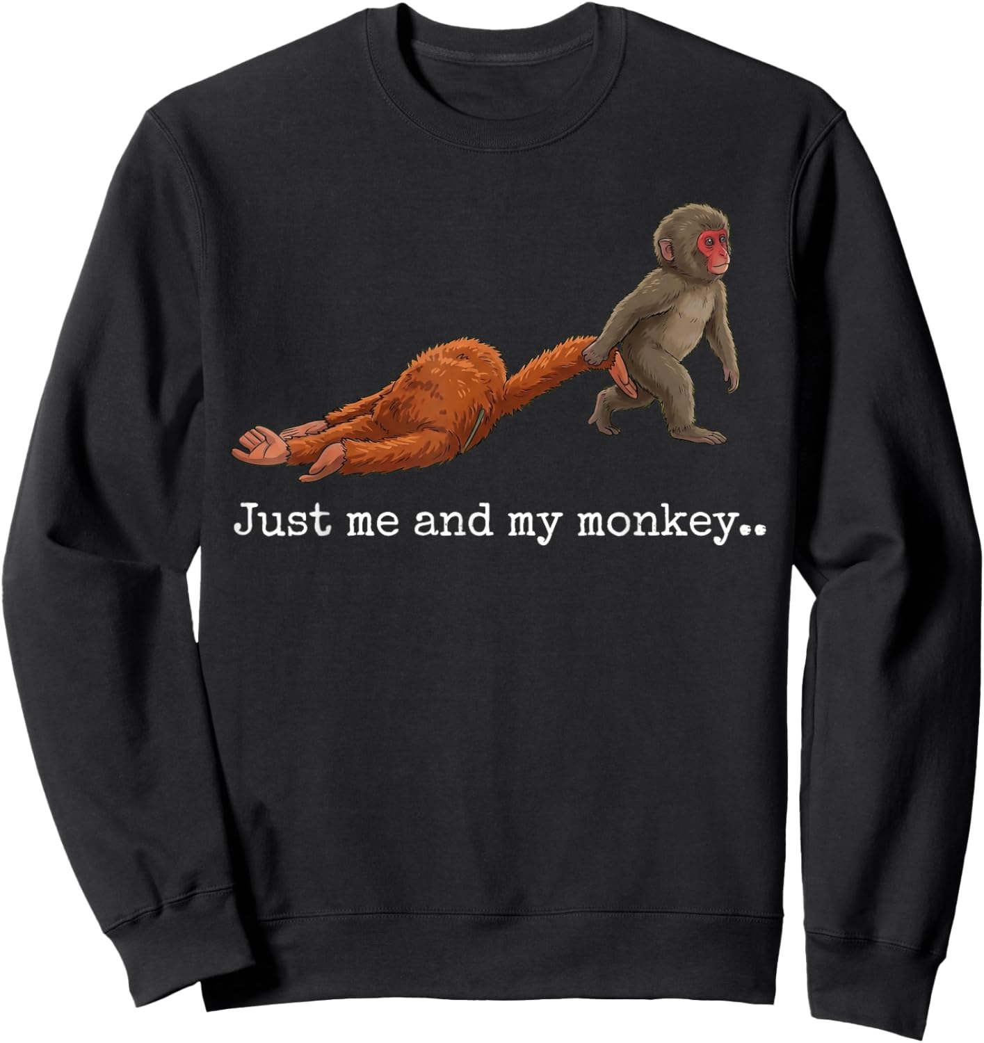 Just me and My Monkey.. Funny Viral Video Retro Punch Monkey Sweatshirt - Sweatshirt | Black