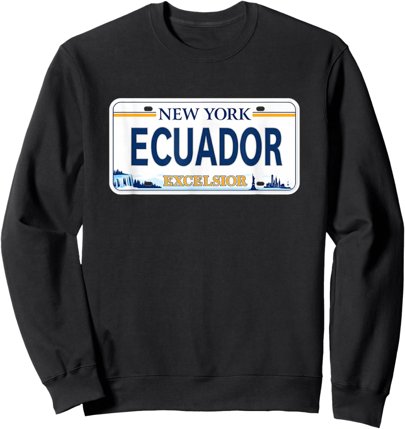 Ecuador New York Plate Style Design, Ecuadorian Sweatshirt - Sweatshirt | Black