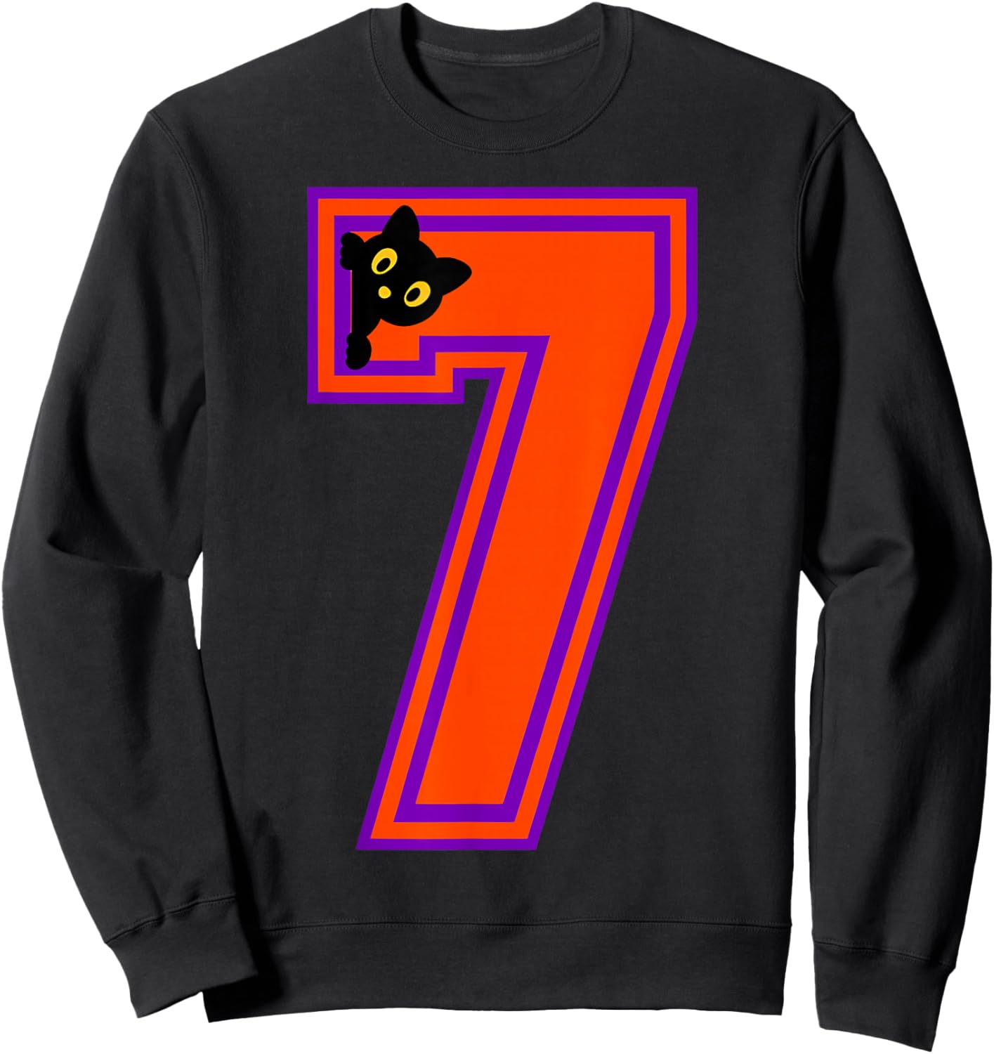 Funny Six Seven 6 7 Halloween Black Cat Teacher Student Sweatshirt - Sweatshirt | Black