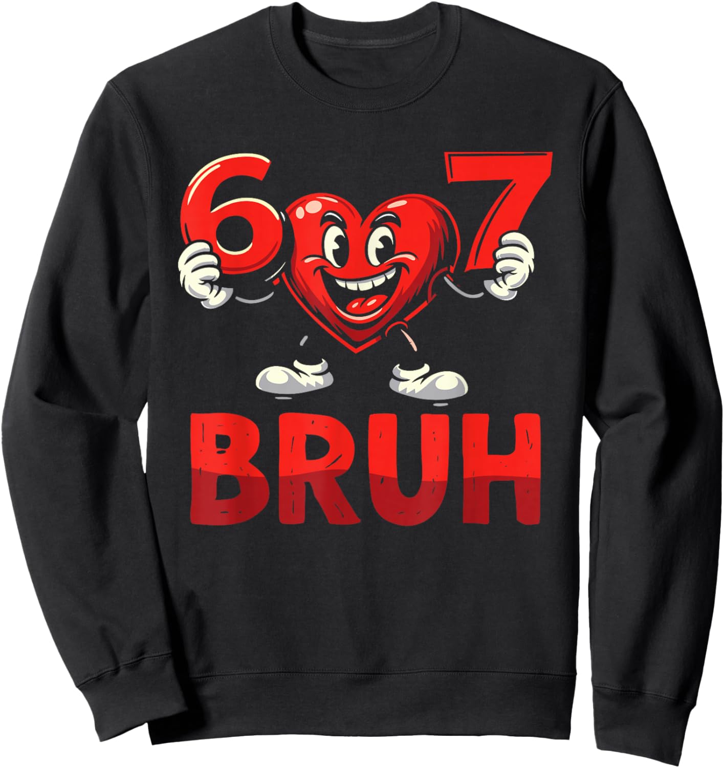 67 Meme 6 7 Heart Six Seven Valentines Day Boys Kids Sweatshirt - Sweatshirt | Black