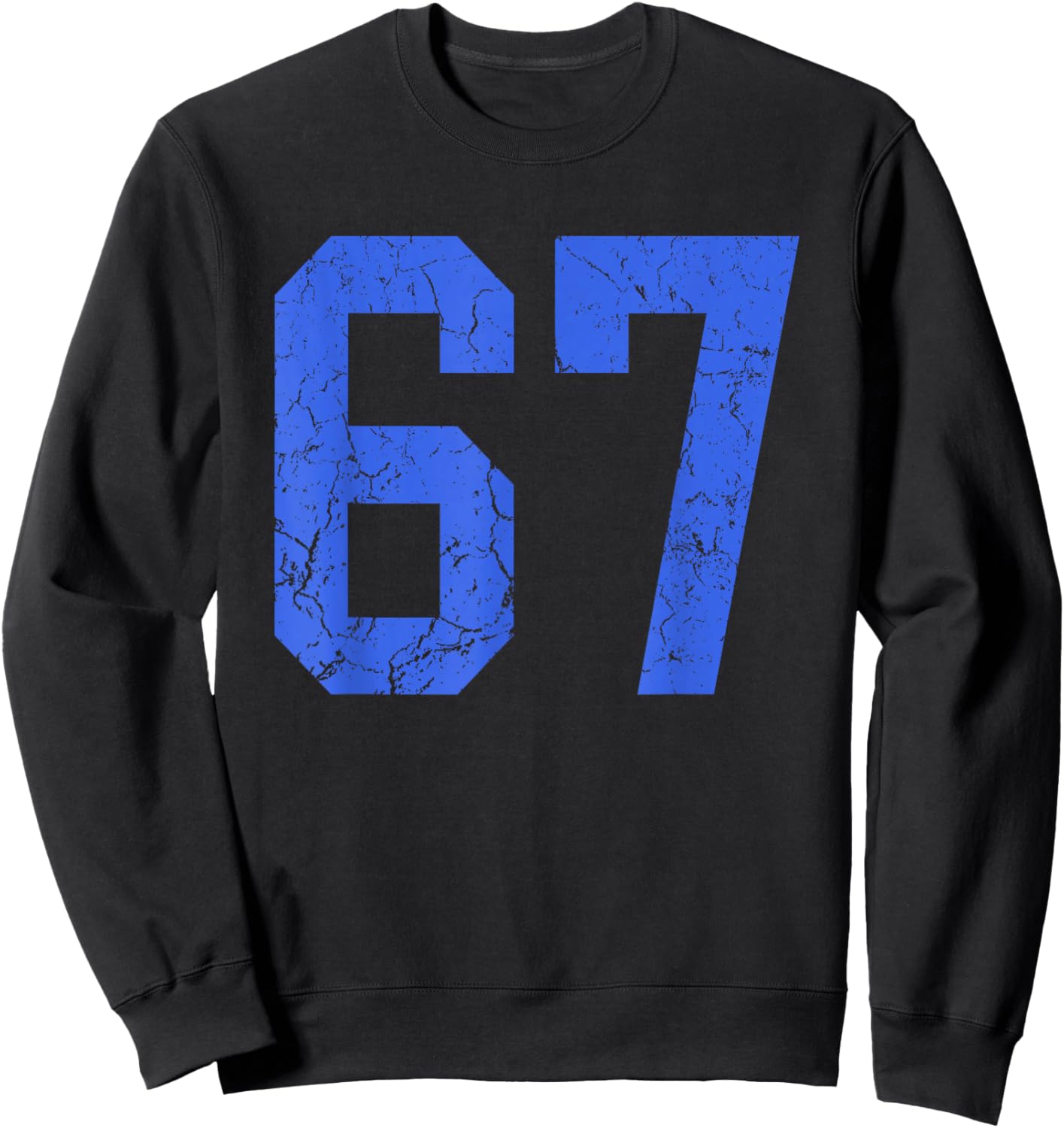 Distressed Royal Blue Number 67 Jersey Player Uniform #67 Sweatshirt - Sweatshirt | Black