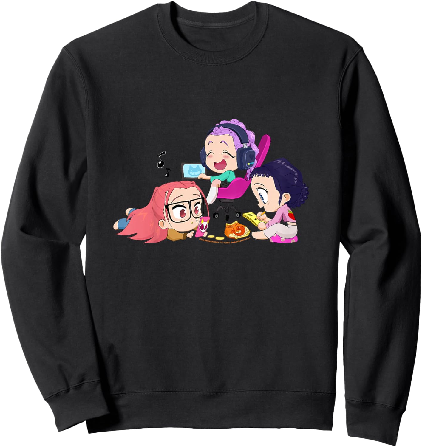 Kpop Demon Hunters Halloween Chibi Huntrix Chillin' at Home Sweatshirt - Sweatshirt | Black