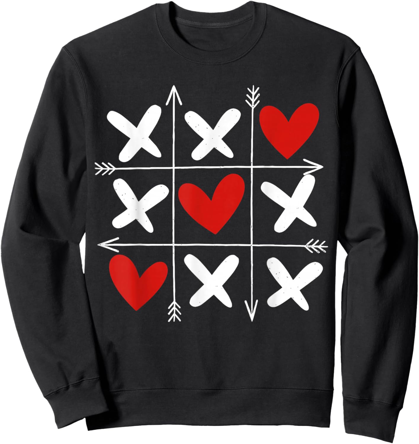 Hearts XOXO Valentines Day Heart Men Women Kids Sweatshirt - Sweatshirt | Black