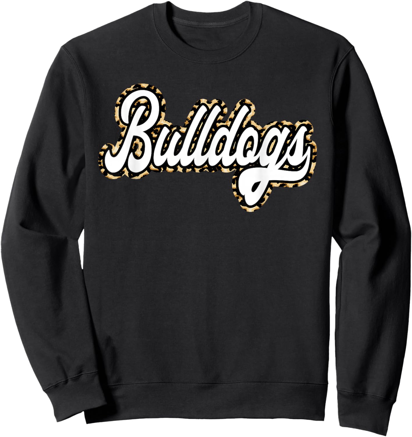 Bulldogs Retro Leopard Print School Spirit Mascot Bulldog Sweatshirt - Sweatshirt | Black