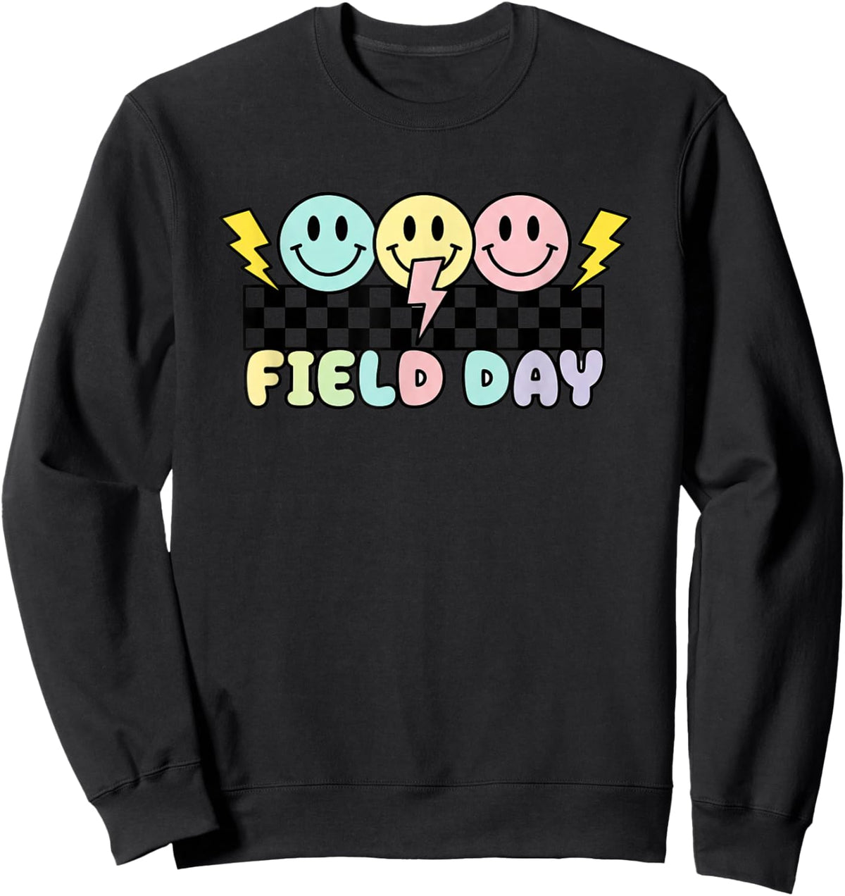 Emoticons & Field Day Pastel Faces Lightning Sweatshirt - Sweatshirt | Black