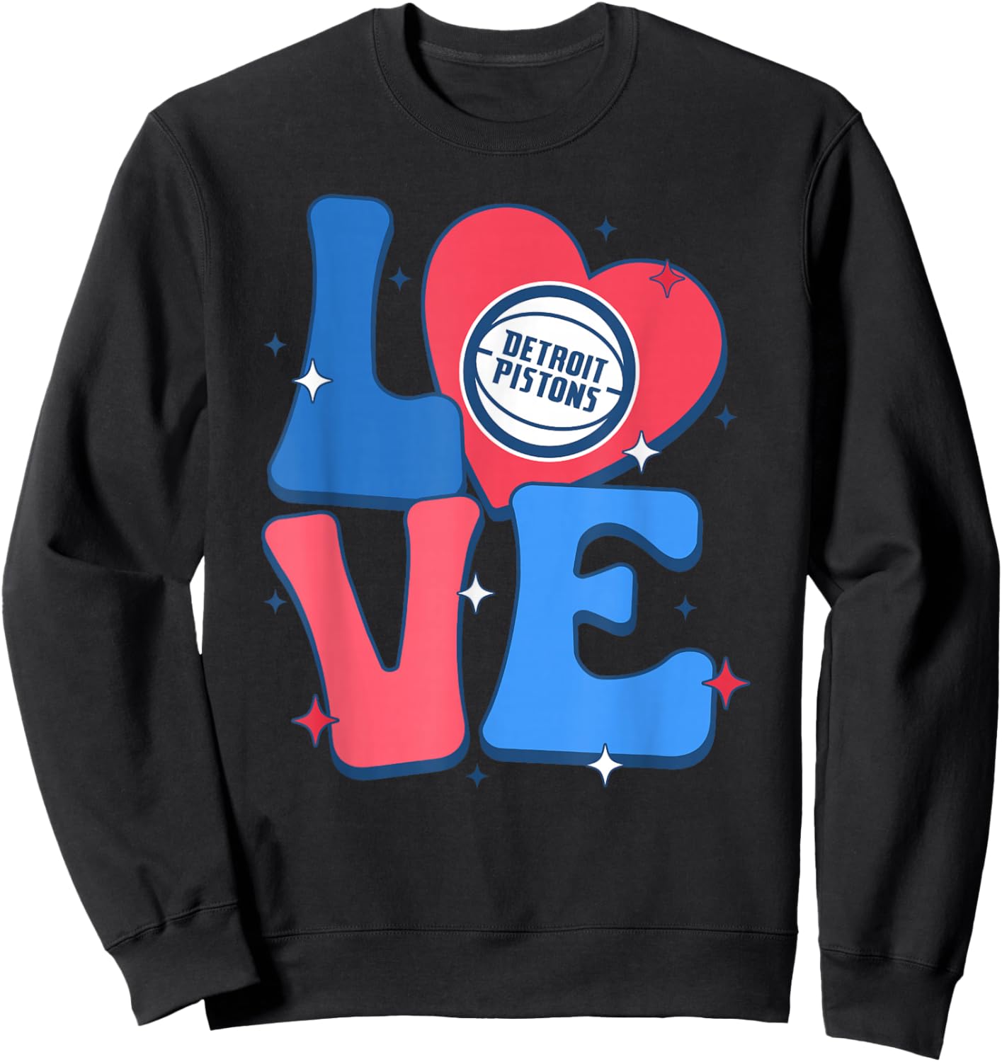 NBA Detroit Pistons Valentine's Day Love Sweatshirt - Sweatshirt | Black
