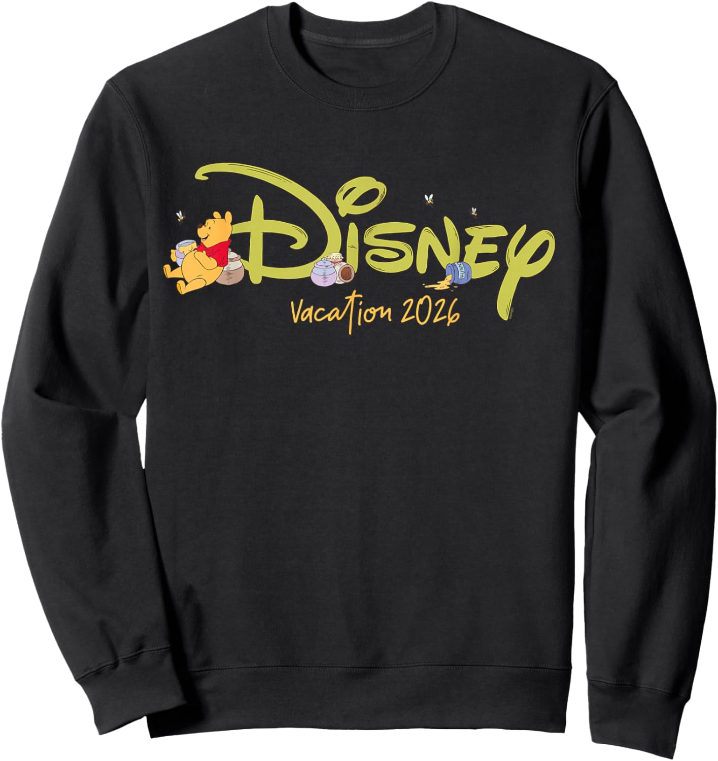 Disney Winnie The Pooh Script Logo Group Trip Vacation 2026 Sweatshirt - Sweatshirt | Black