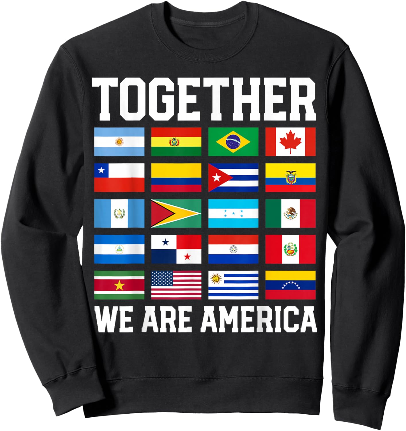 Together We are America Flags Sweatshirt - Sweatshirt | Black