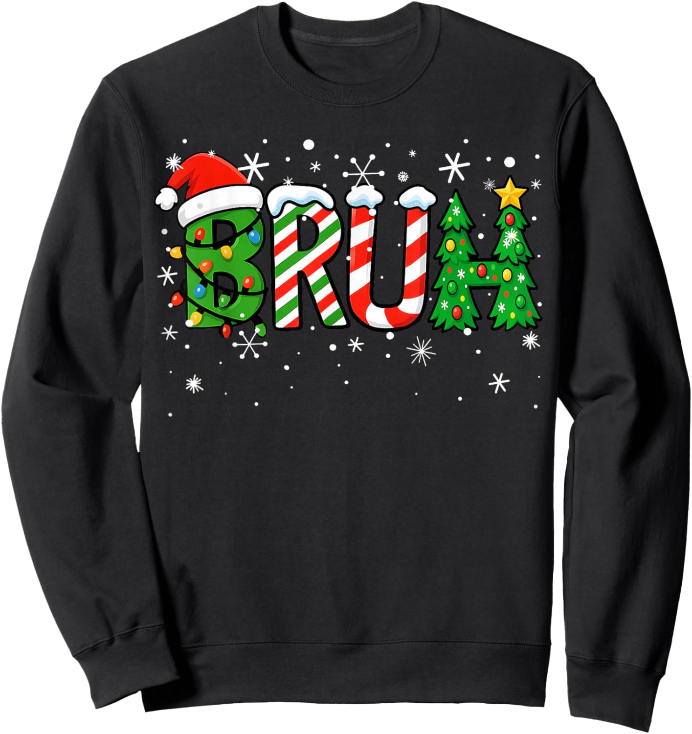 Christmas Shirts for Kids Boys Bruh Funny Christmas Teens Sweatshirt - Sweatshirt | Black