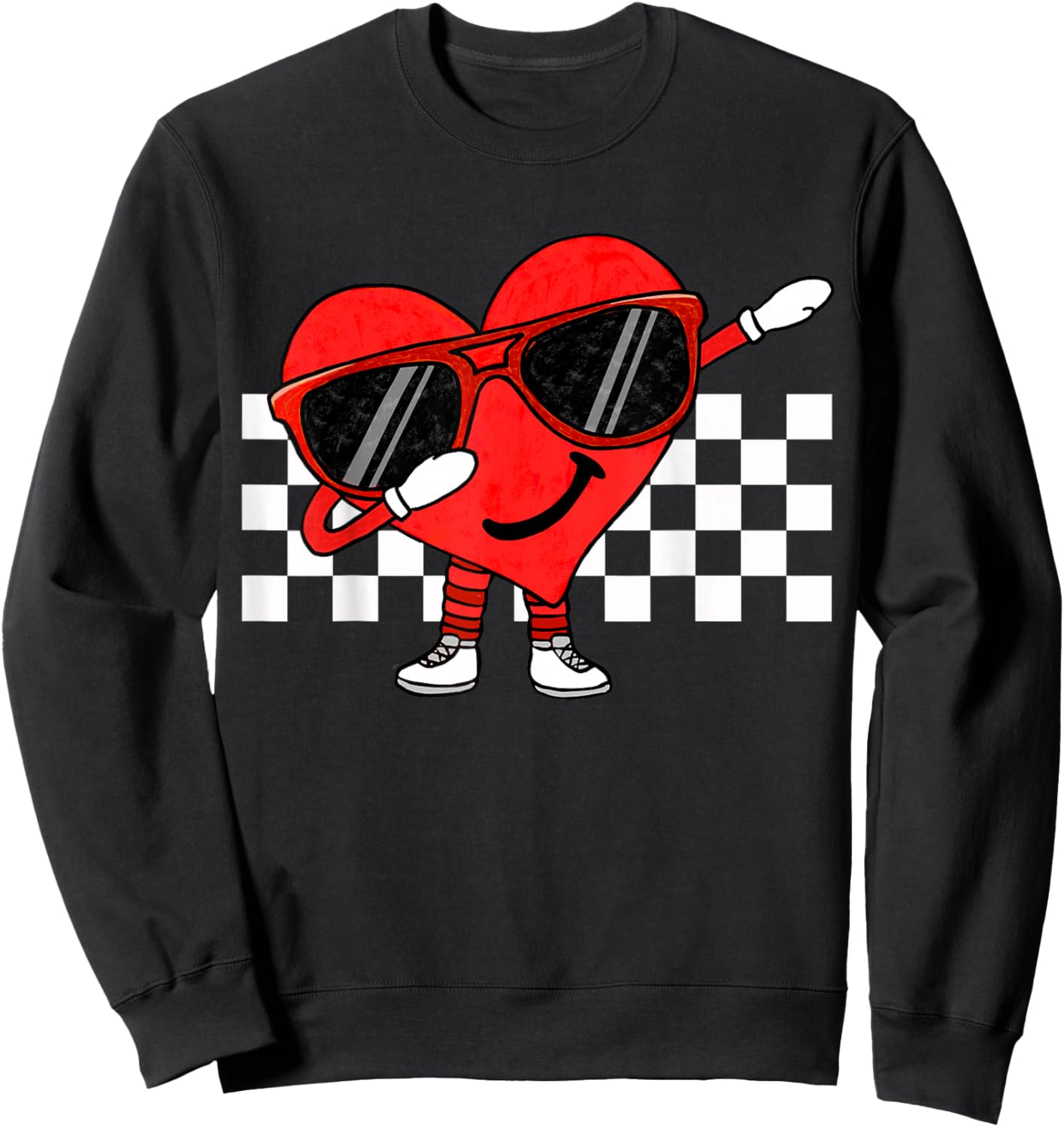 Funny Dabbing Retro Valentines Heart Dab Boys Kids Teens Sweatshirt - Sweatshirt | Black
