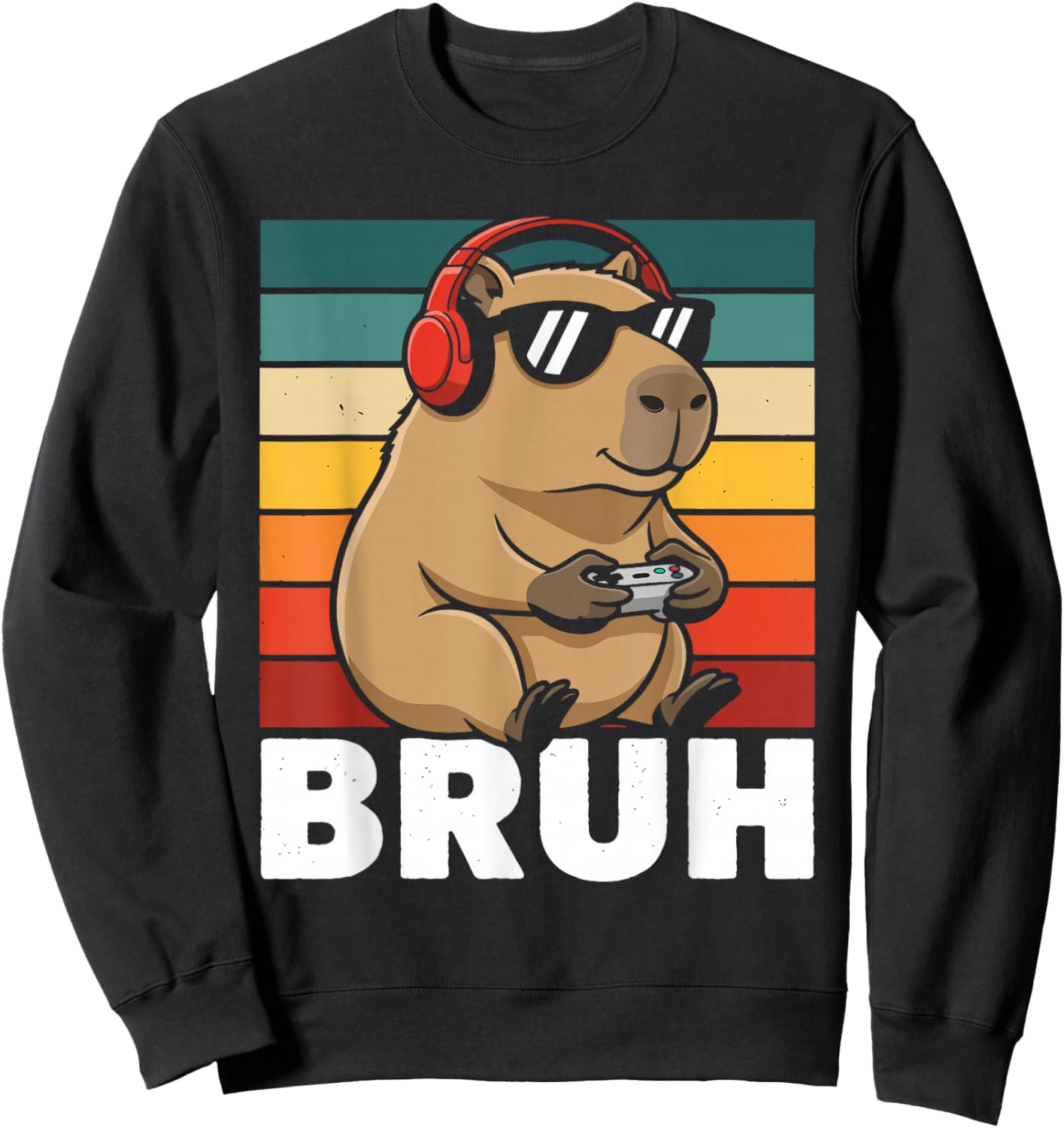 Funny Gaming Capy Bruh Teens Youth Kids Meme Rodent Lovers Sweatshirt - Sweatshirt | Black