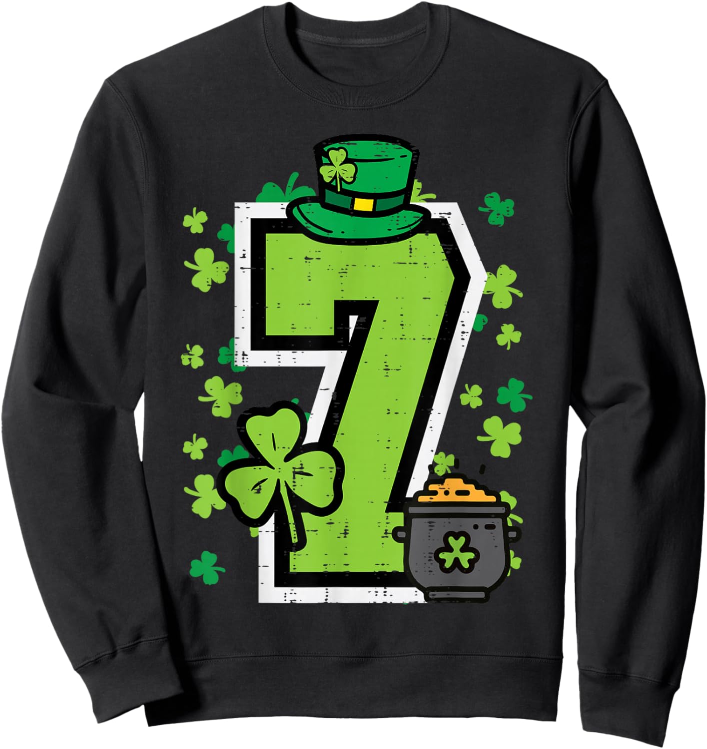 Number 7 St Patricks Day 6 7 Meme Matching Kids Boys Youth Sweatshirt - Sweatshirt | Black