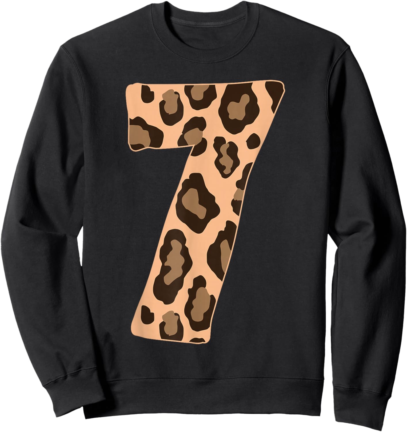 Cheetah Kids 7 Year Old Girl Cheetah Print 7th Birthday Sweatshirt - Sweatshirt | Black