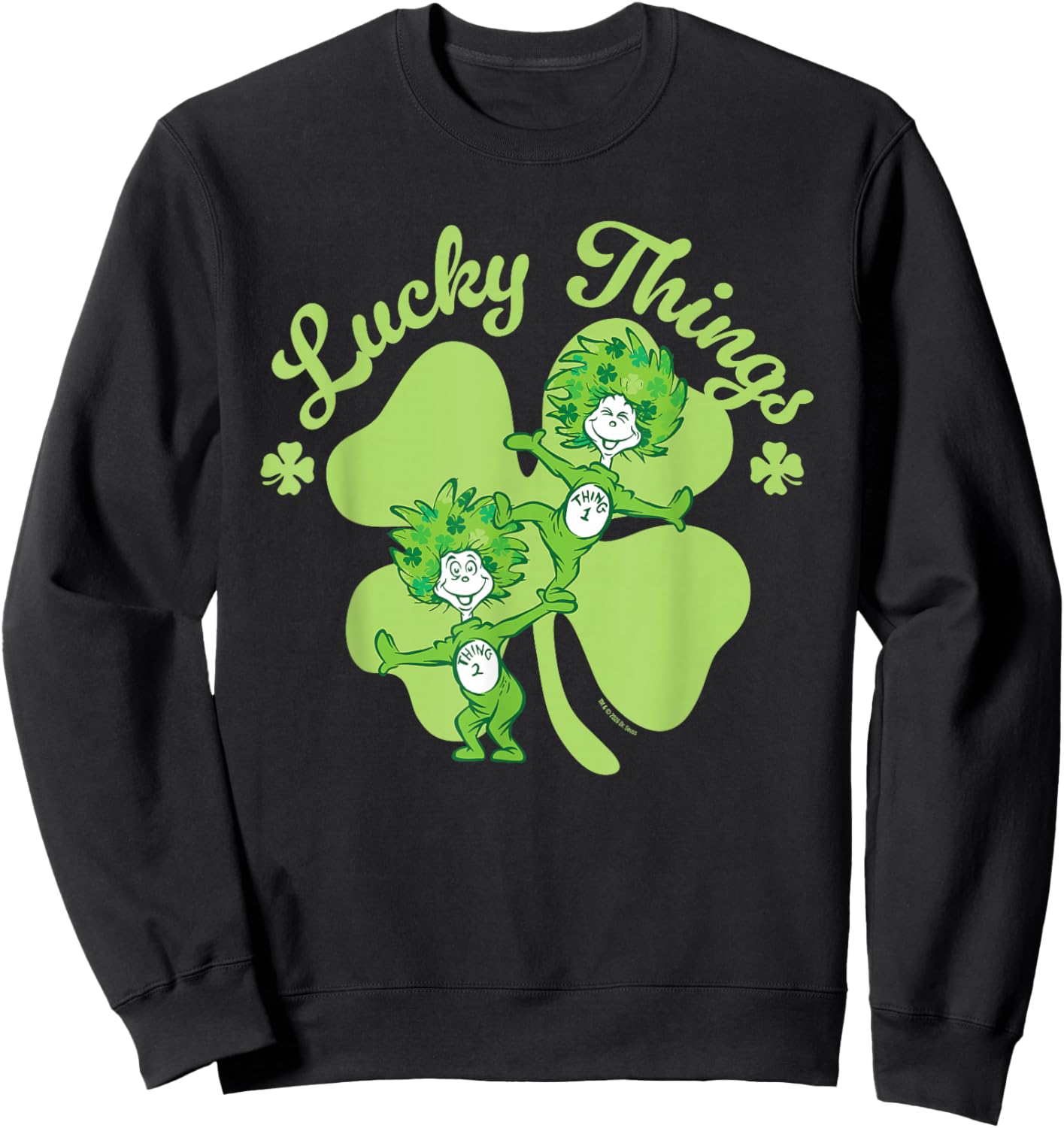 Dr. Seuss Thing 1, Thing 2 Lucky Things Officially Licensed Sweatshirt - Sweatshirt | Black