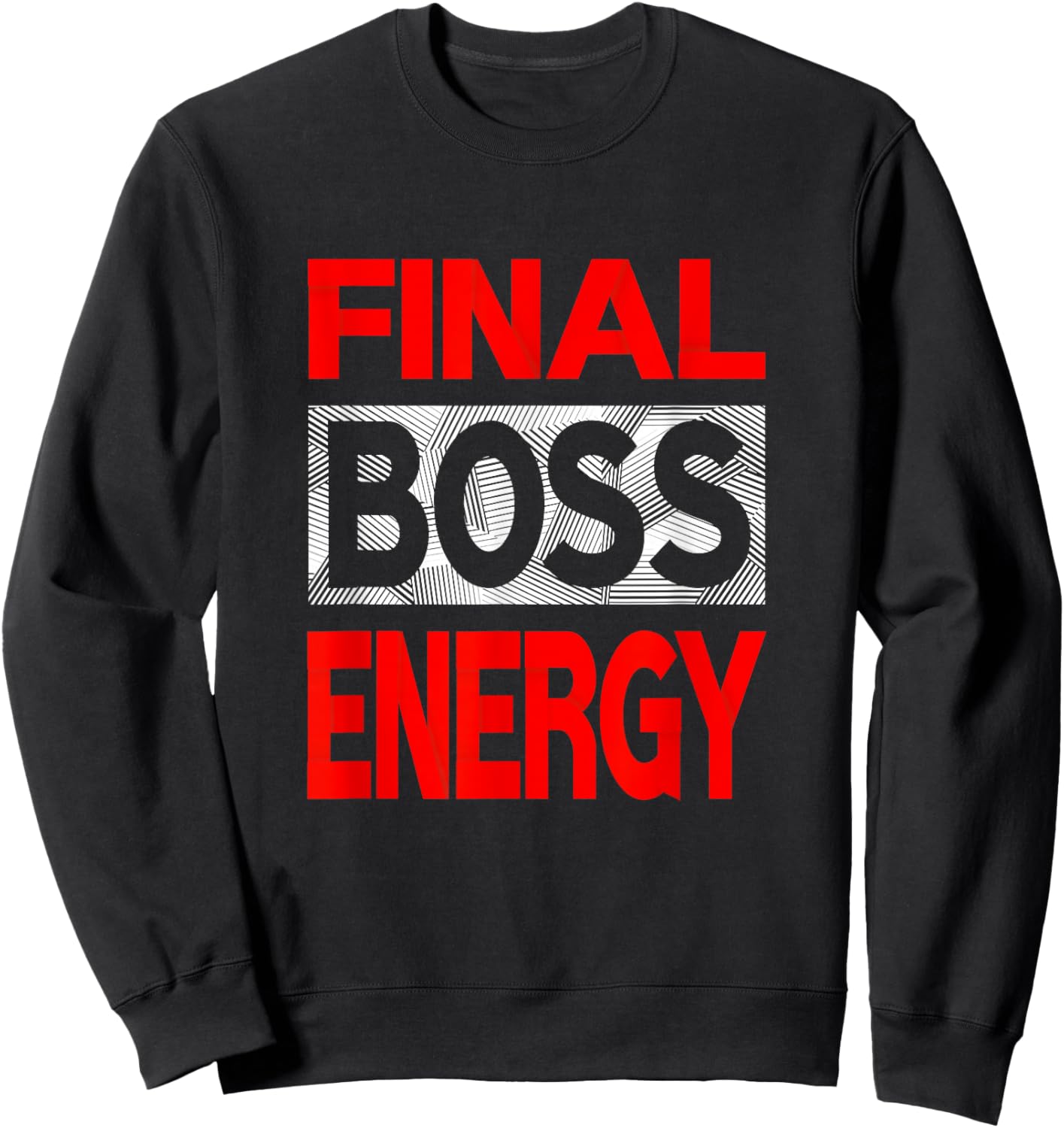 Red Color Final-Boss-Energy Red Graphic Sweatshirt - Sweatshirt | Black