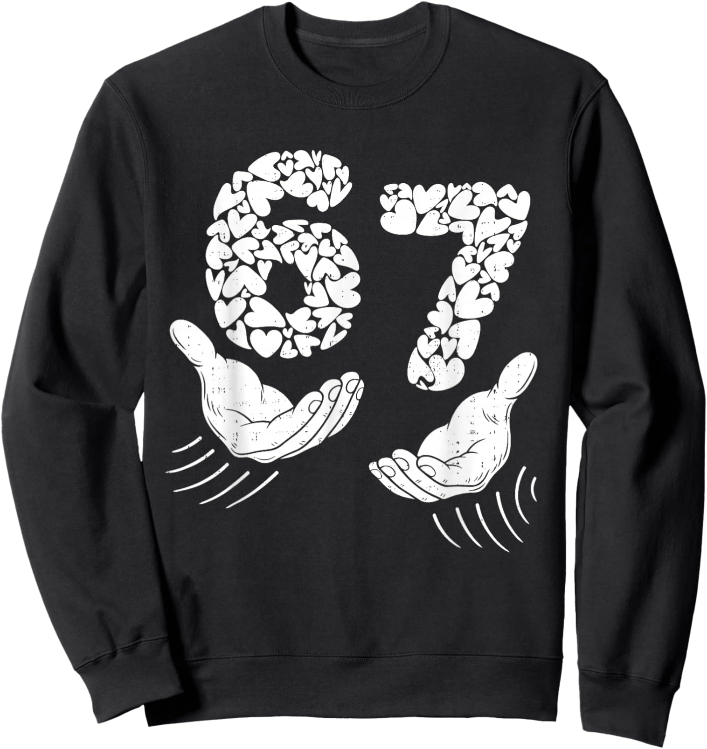 Valentines Day Six Seven 6 7 Meme Hand Heart 67 Men Boy Kids Sweatshirt - Sweatshirt | Black