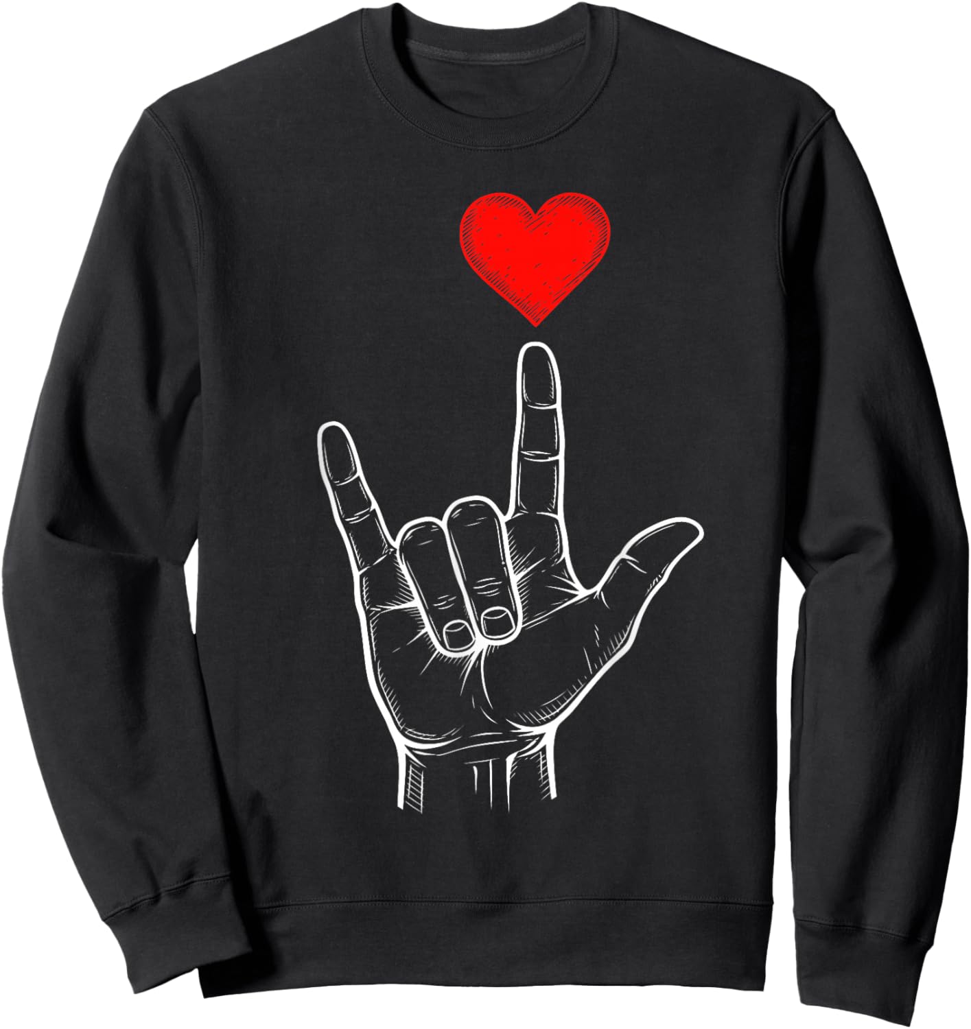 I Love You Hand Sign ASL Valentines Day Women Kids Sweatshirt - Sweatshirt | Black
