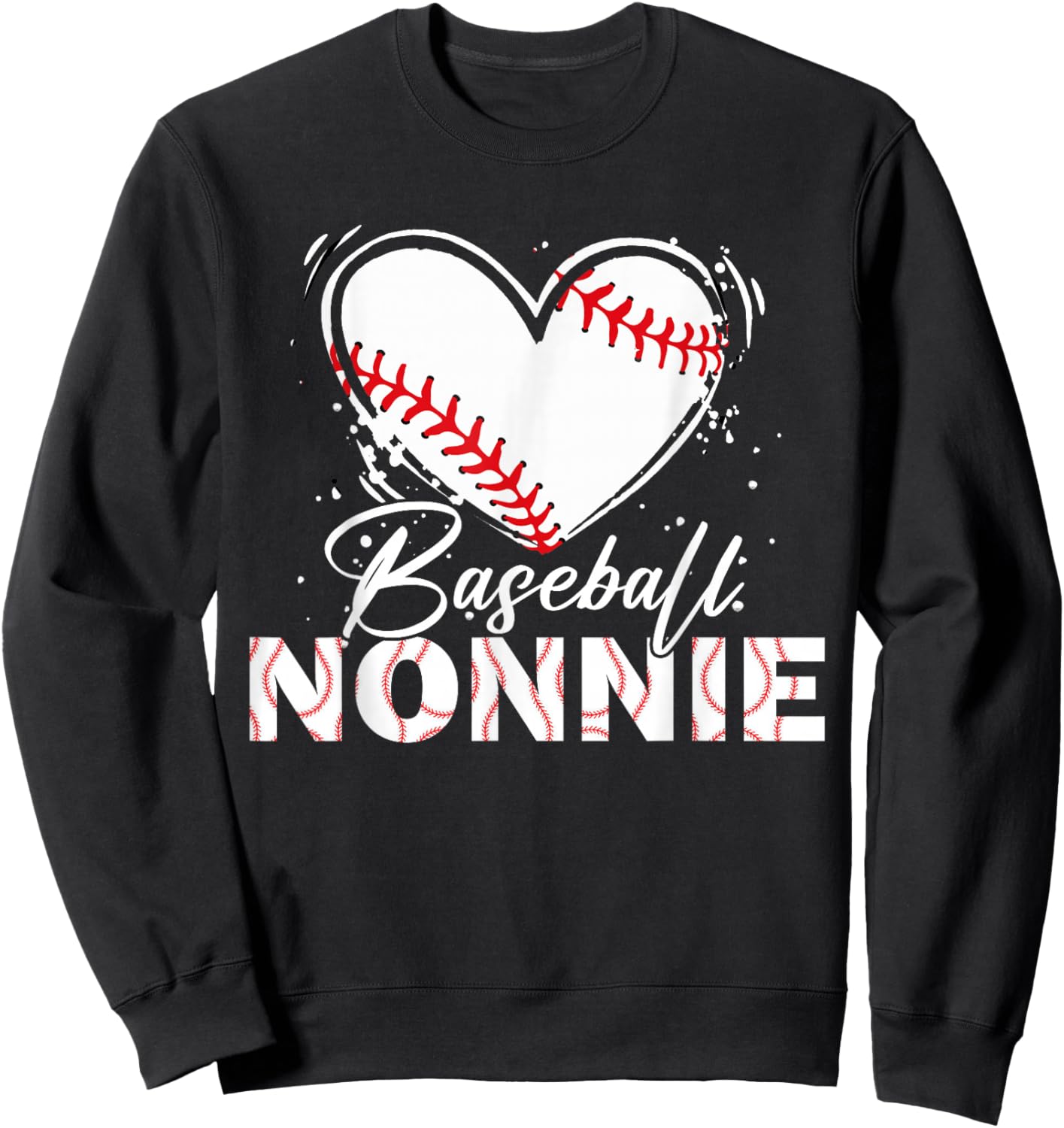 Baseball Nonnie Baseball Heart Sweatshirt - Sweatshirt | Black