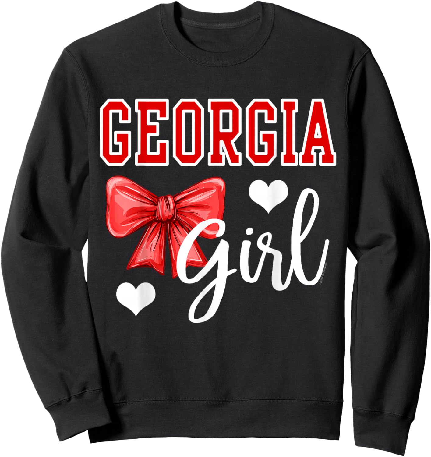 Georgia Girl Heart Cheer Bow Gift Teens Kids Sweatshirt - Sweatshirt | Black
