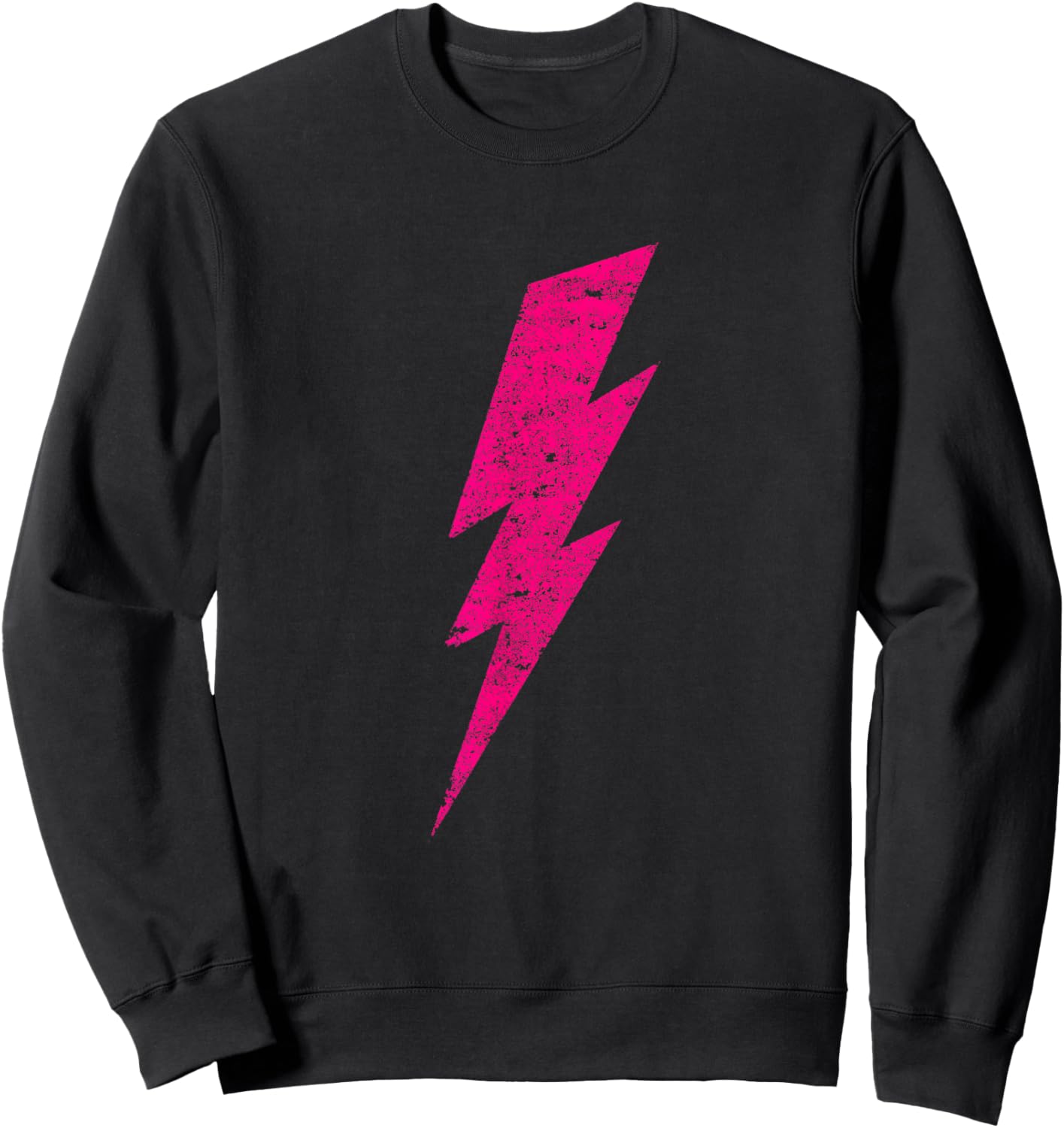 Hot Pink Lightning Bolt – Retro Bold Energy Art Design Sweatshirt - Sweatshirt | Black