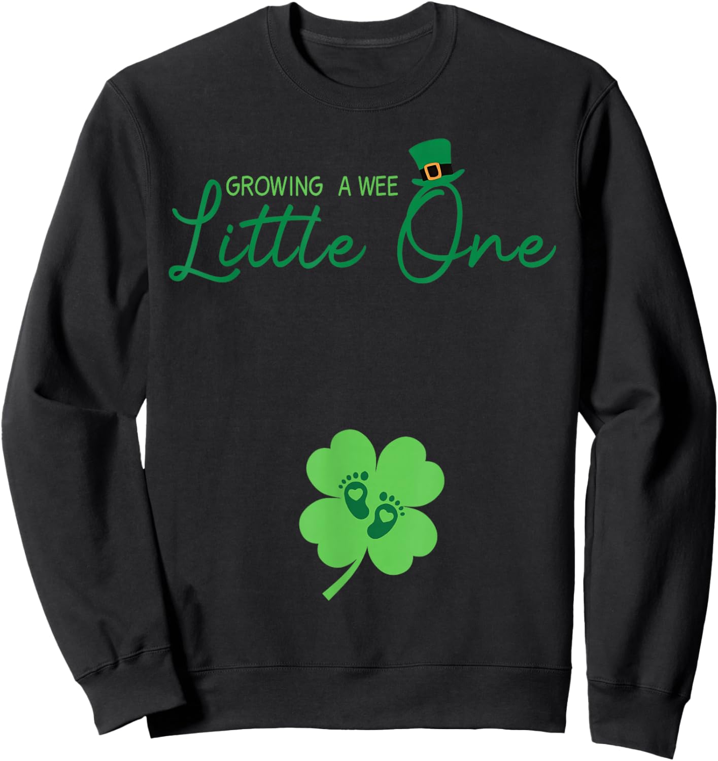 Groovy Growing A Wee Little One Pregnancy St Patricks Day Sweatshirt - Sweatshirt | Black